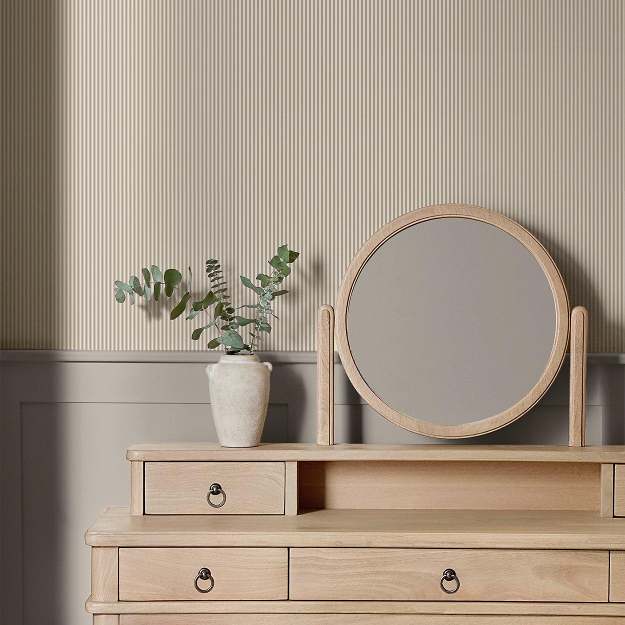 Brown - Next - Natural Ticking Stripe Wallpaper - 2