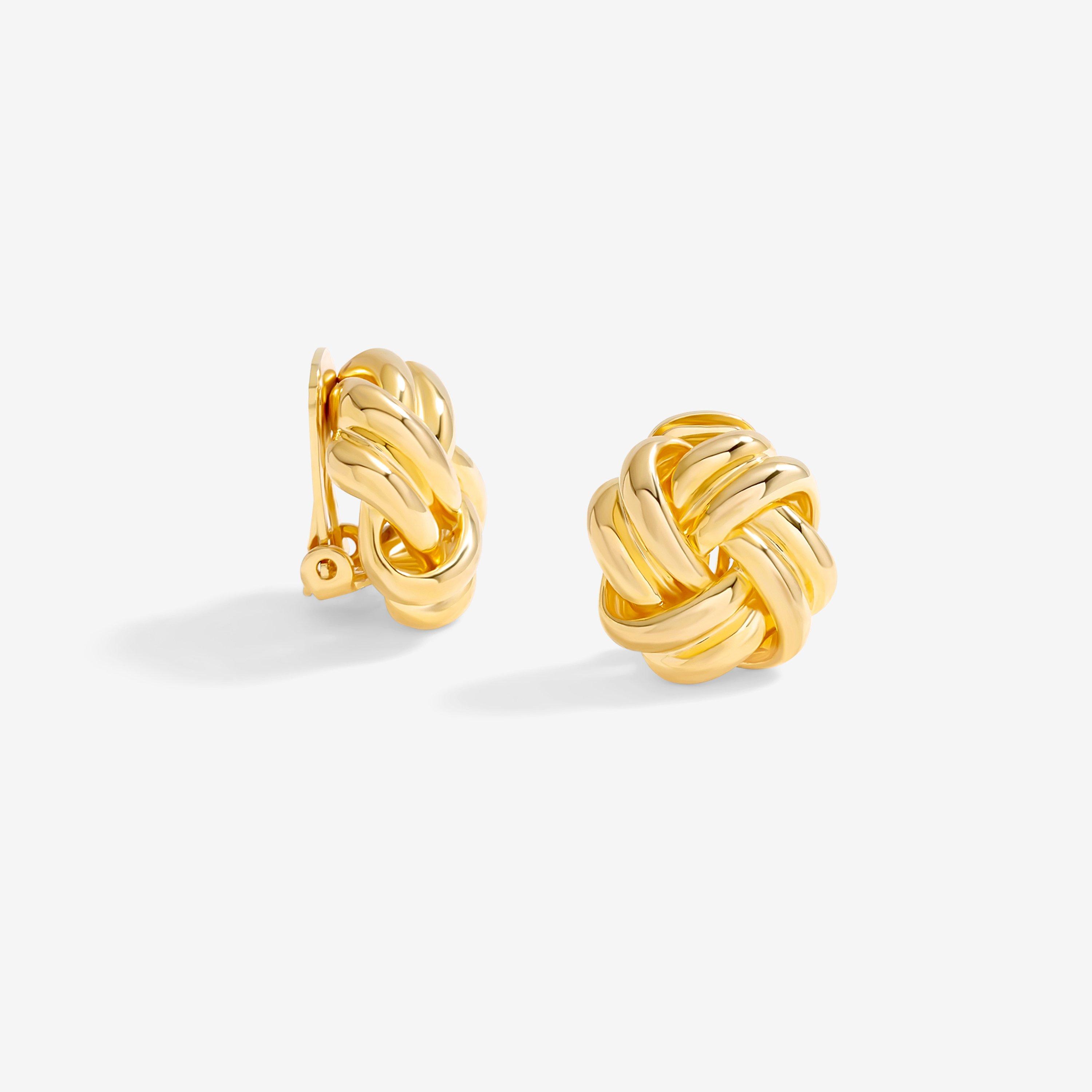 Gold - Jon Richard - Gold Plated Polished Knot Clip Earrings - 1