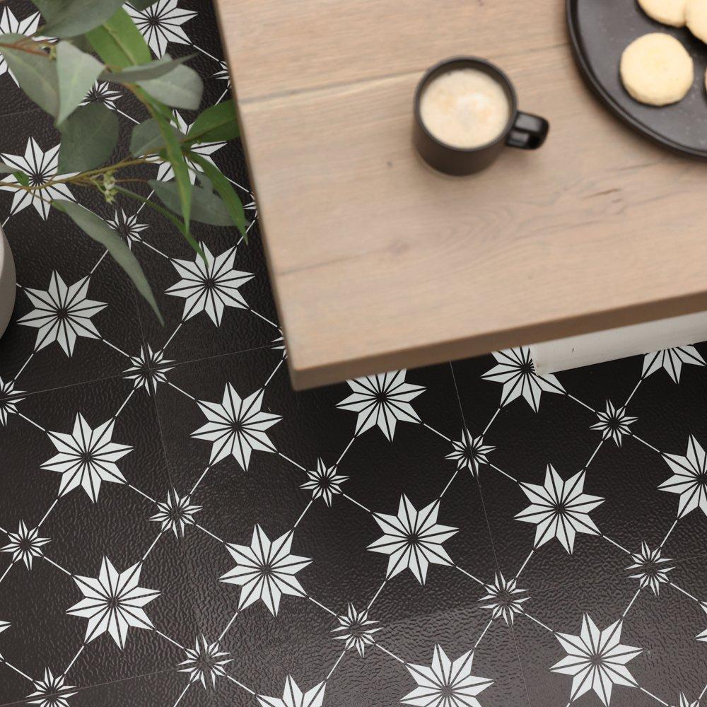 Black & White - Floor Pops - Self Adhesive Vinyl Floor Tiles Rigel - 1