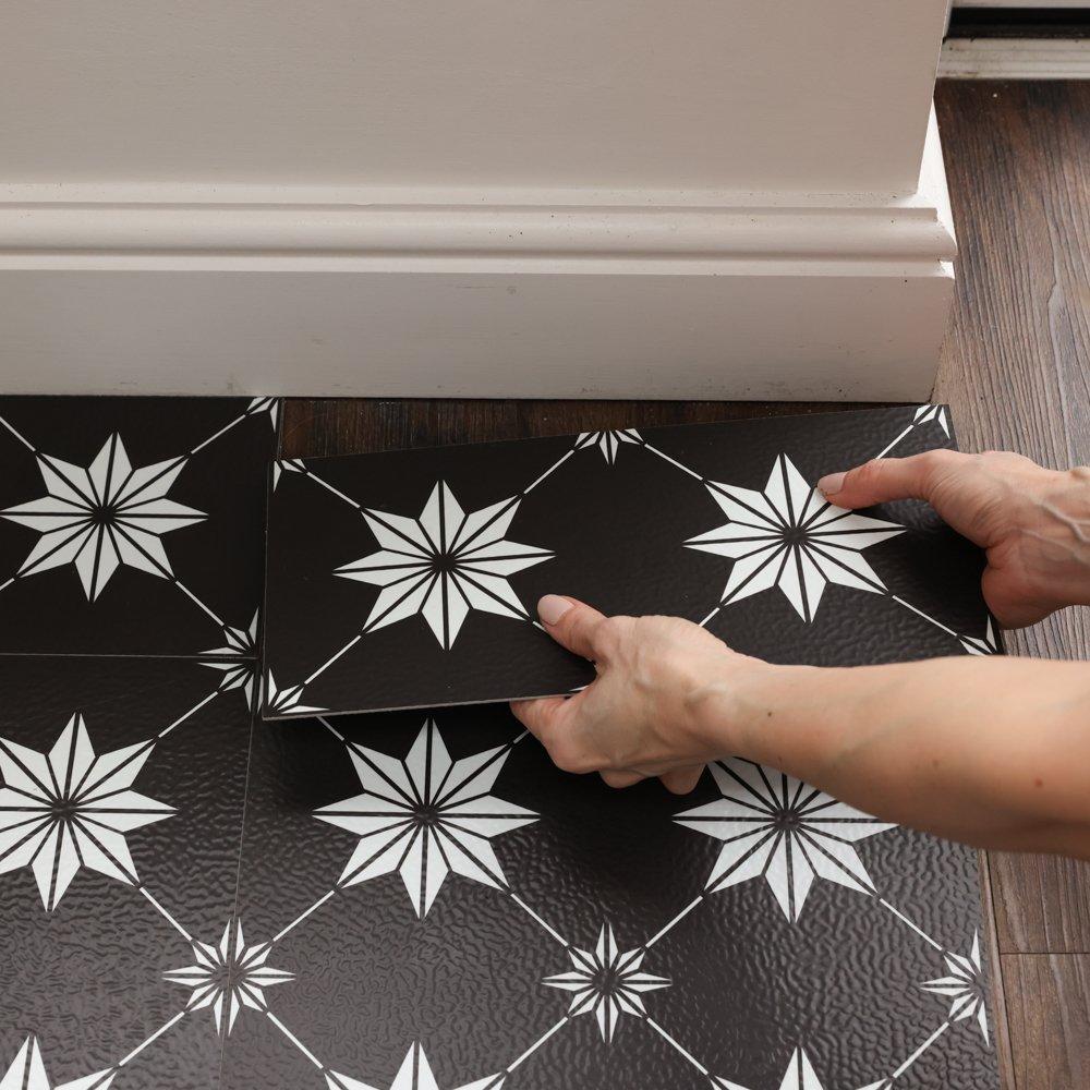 Black & White - Floor Pops - Self Adhesive Vinyl Floor Tiles Rigel - 5