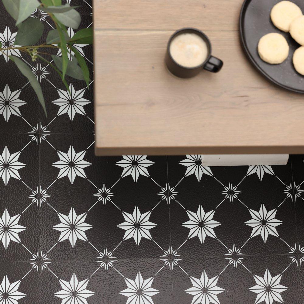 Black & White - Floor Pops - Self Adhesive Vinyl Floor Tiles Rigel - 6