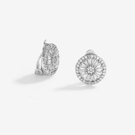 Jon Richard Rhodium Plated CZ Baguette Stud Clip Earrings