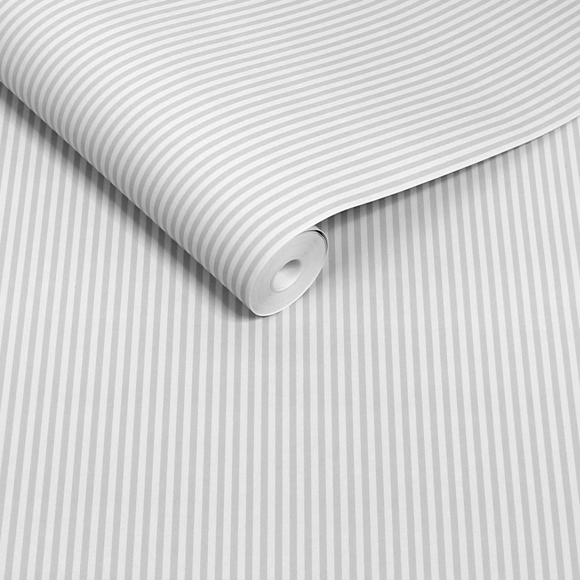 Grey - Next - Soft Grey Ticking Stripe Wallpaper - 3