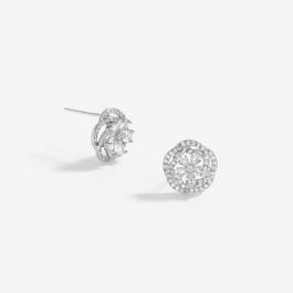 Jon Richard Rhodium Plated Cubic Zirconia Flower Stud Earrings