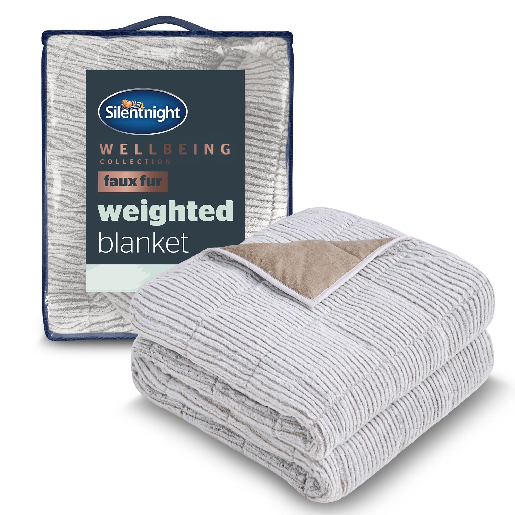 White - Silentnight - Weighted Blanket Adults 6.8 KG White Faux Fur - 1