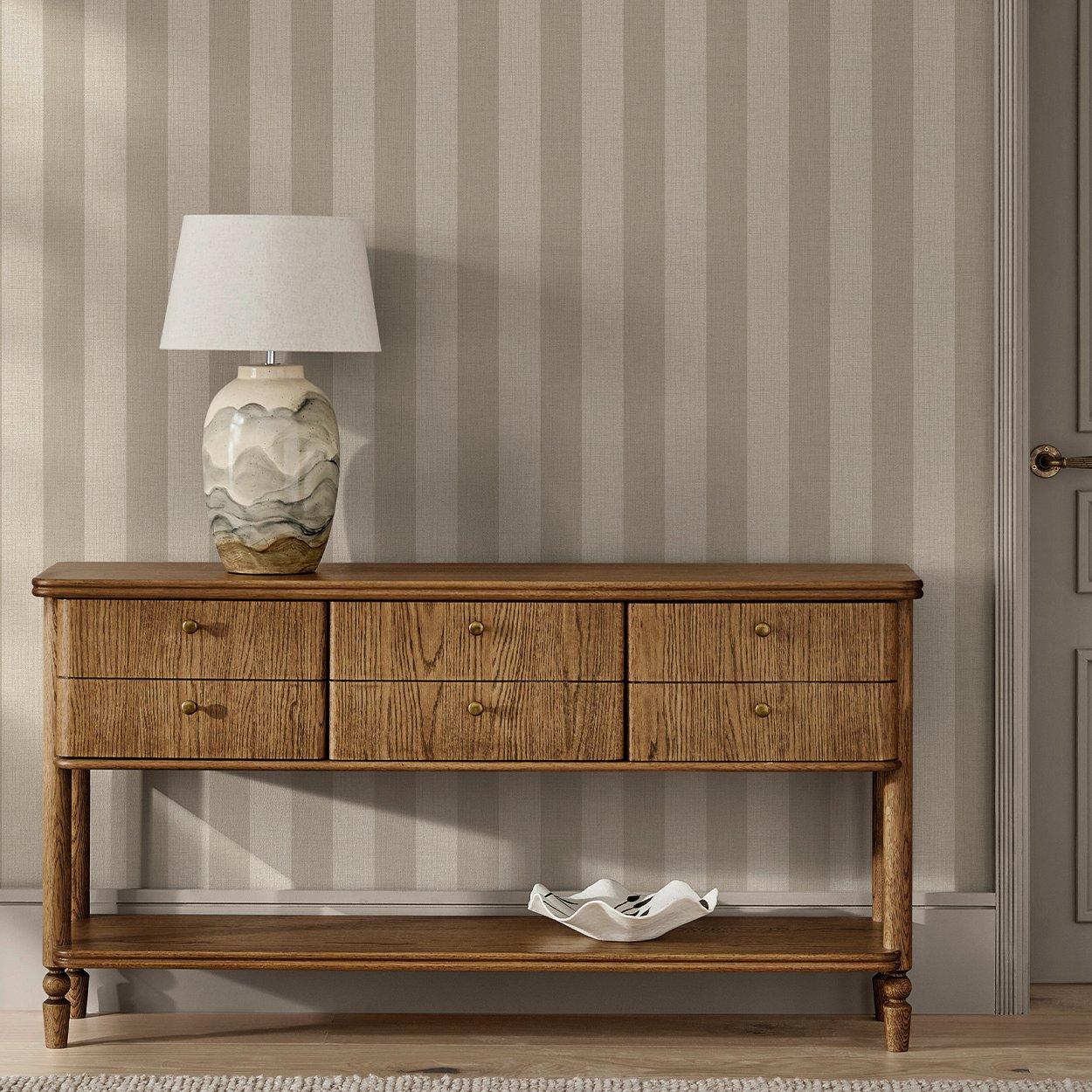 Brown - Next - Warm Linen Stripe Wallpaper - 2