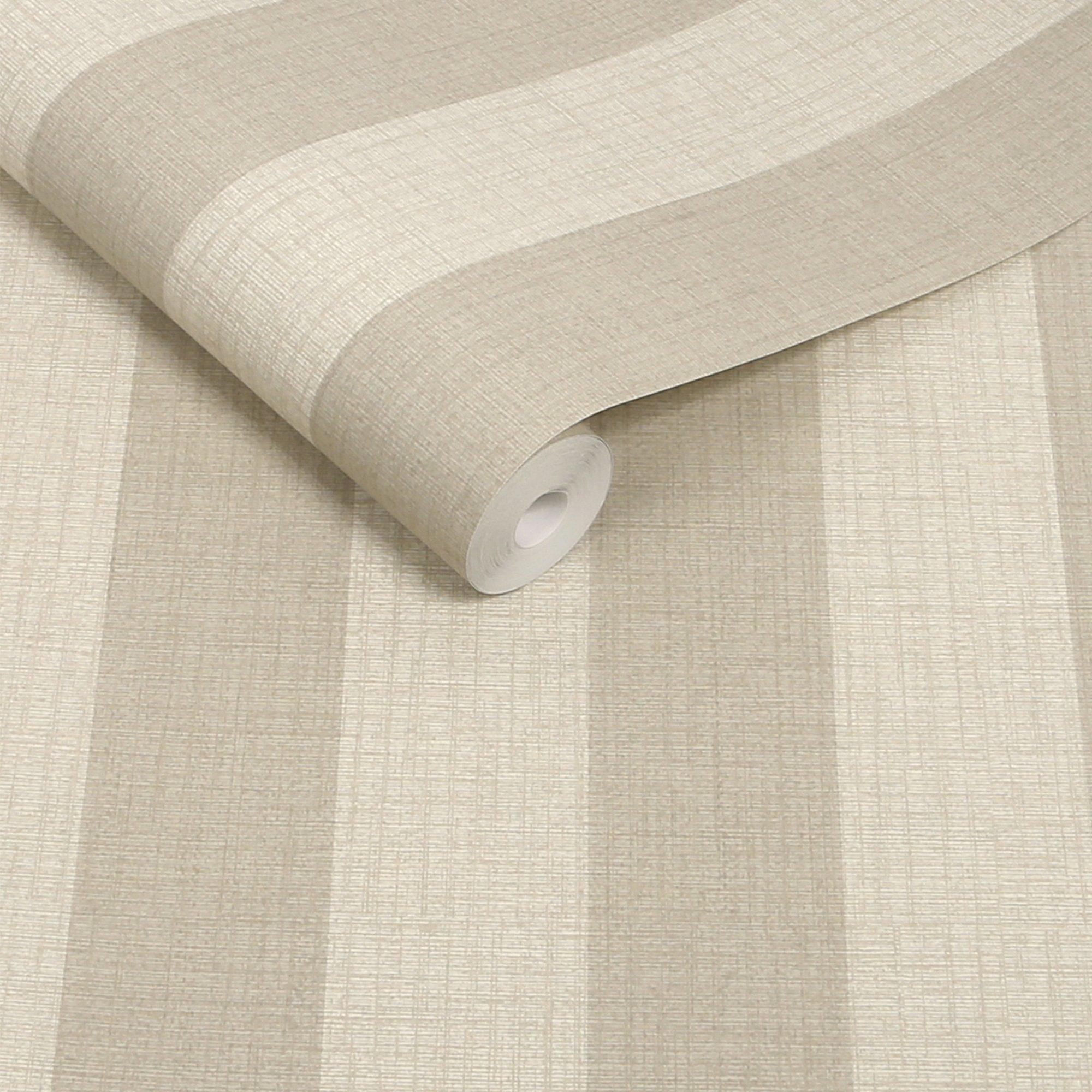Brown - Next - Warm Linen Stripe Wallpaper - 3