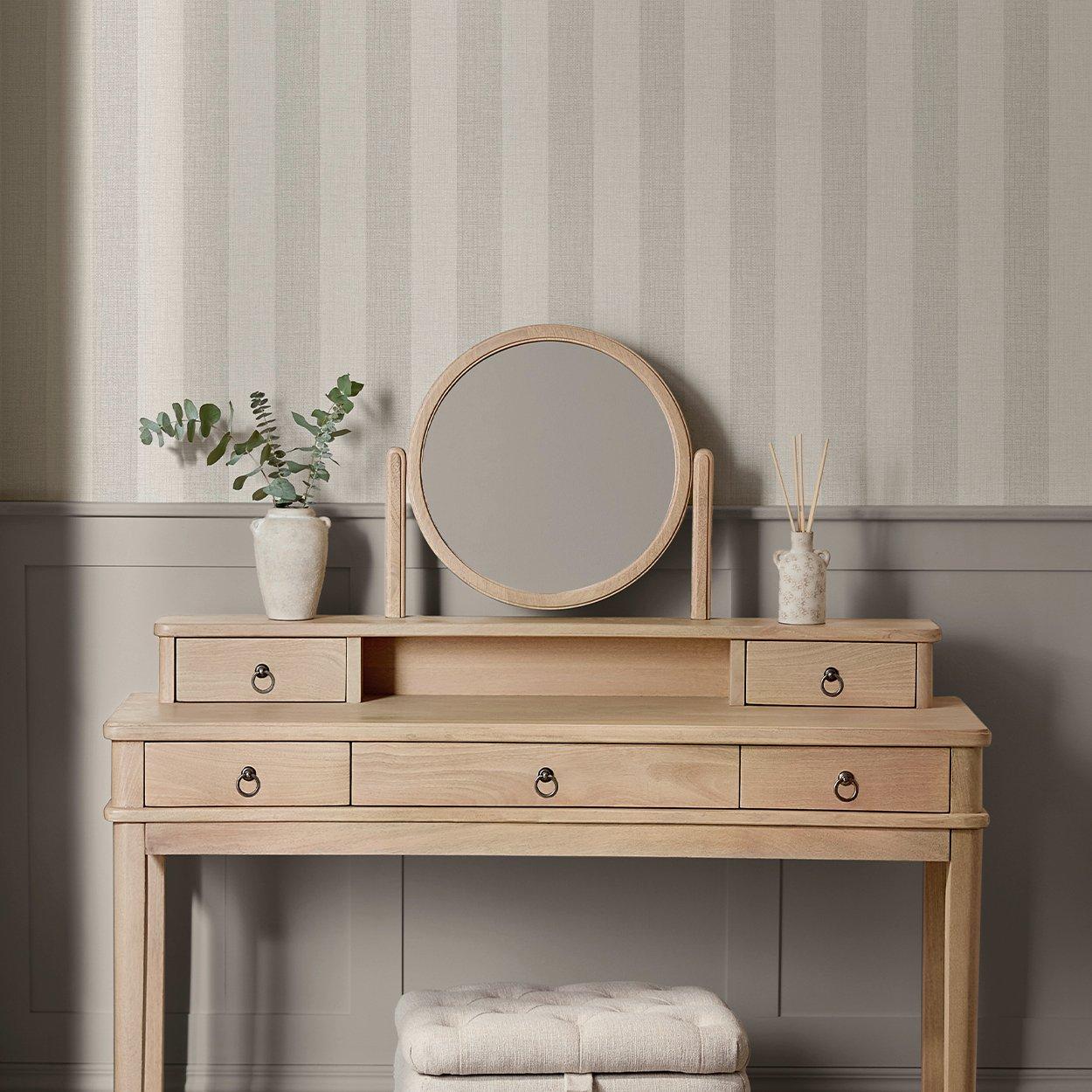 Beige - Next - Natural Linen Stripe Wallpaper - 2