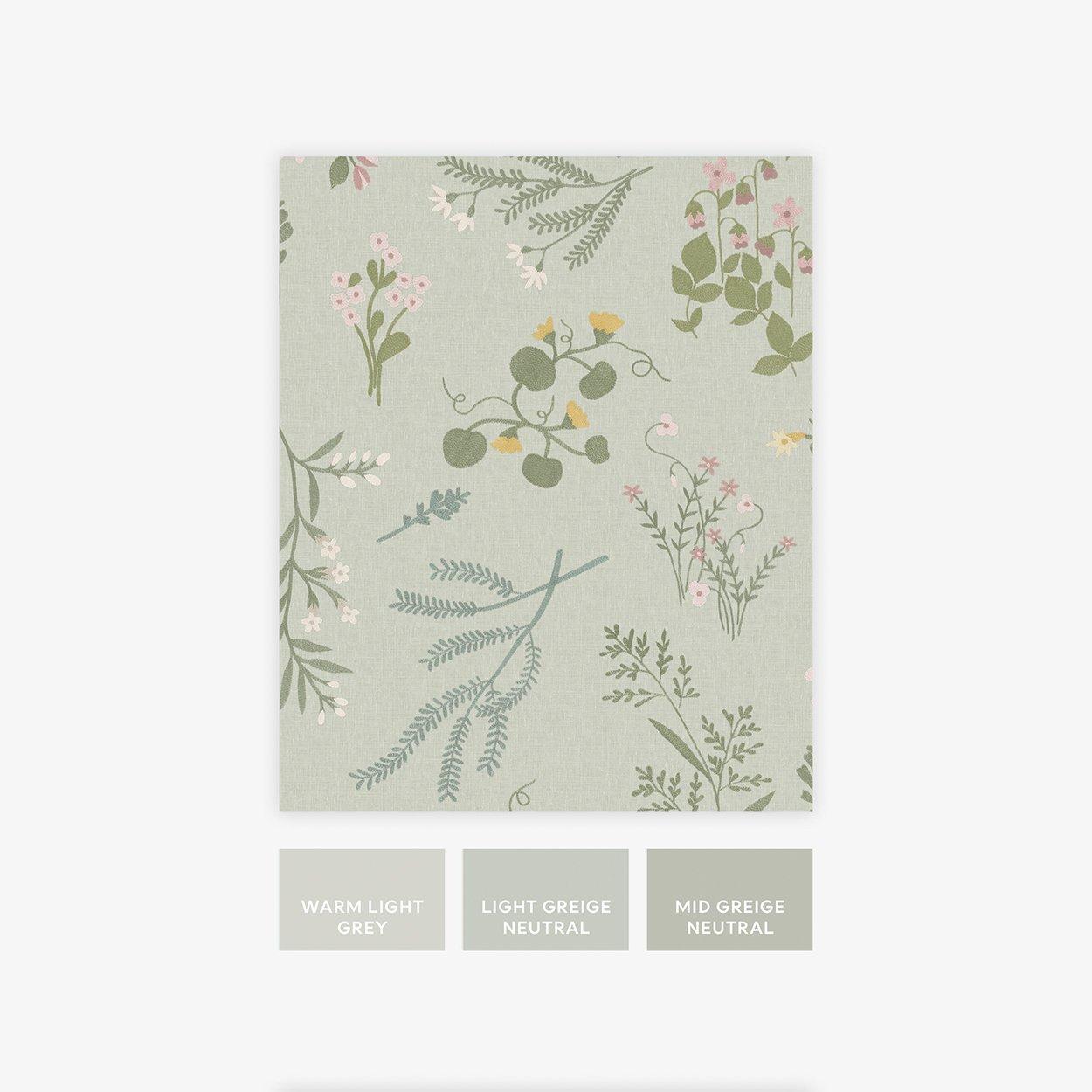 Multi - Next - Sage Stitch Floral Wallpaper - 5