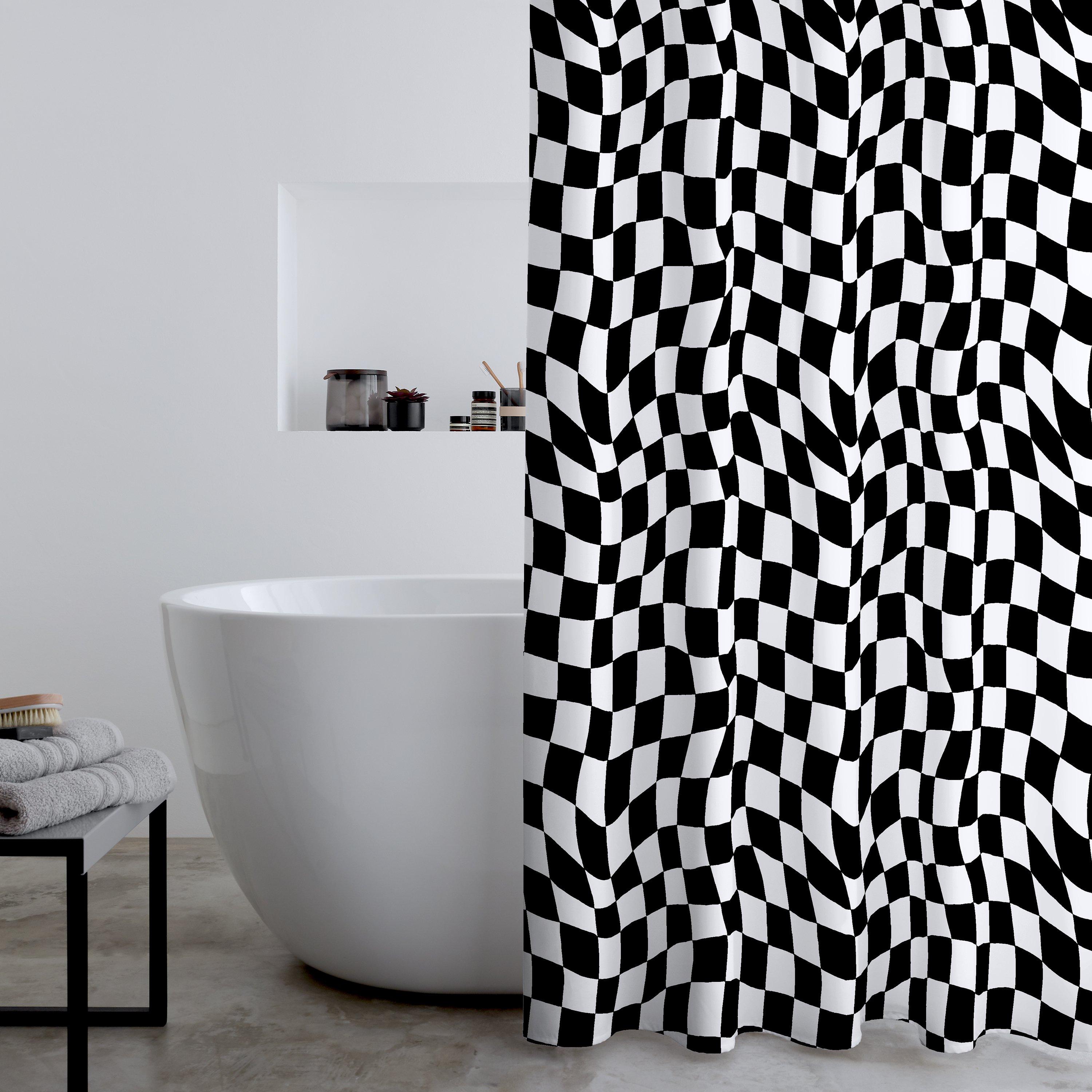 Black / White - Catherine Lansfield - Checkerboard Shower Curtain - 1