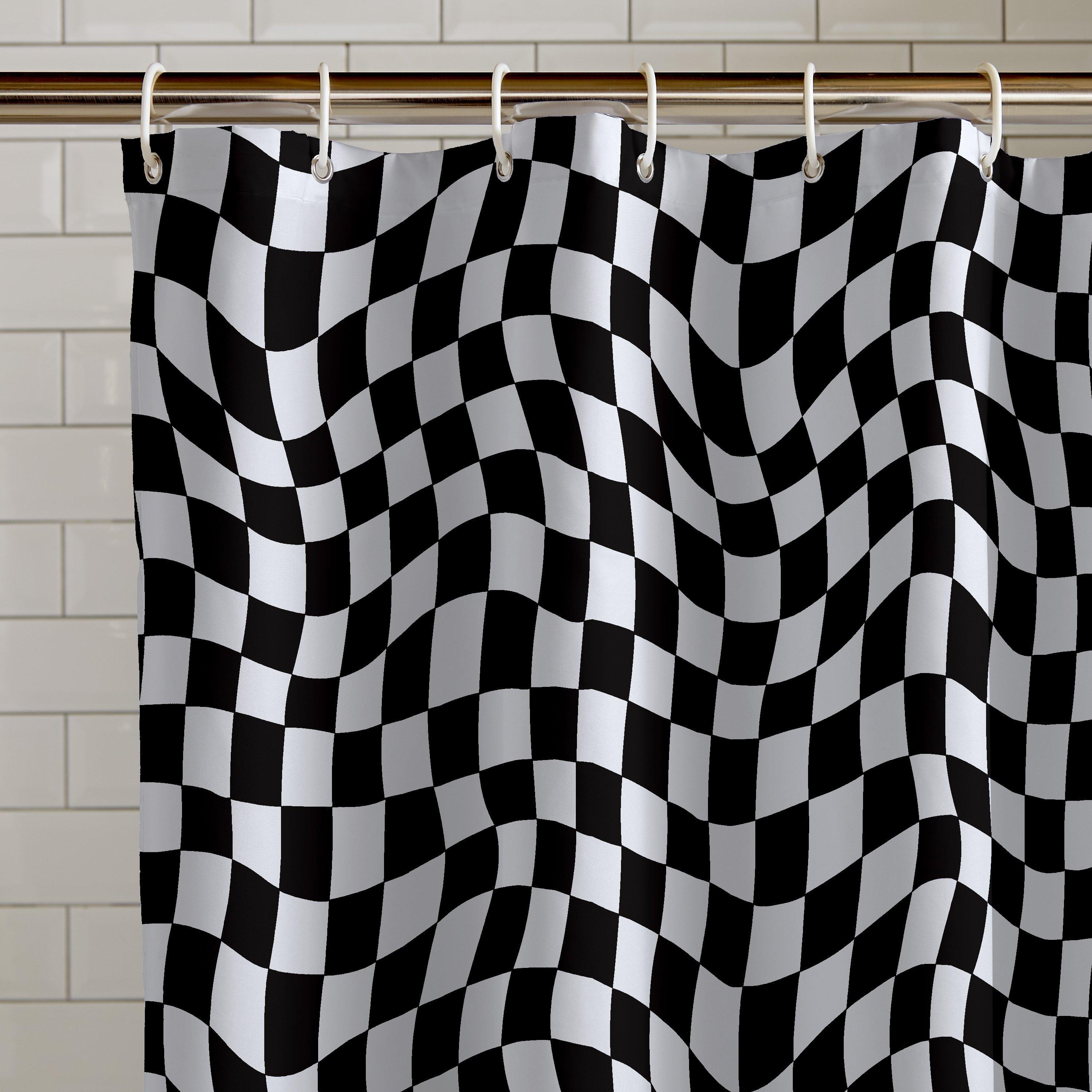 Black / White - Catherine Lansfield - Checkerboard Shower Curtain - 2