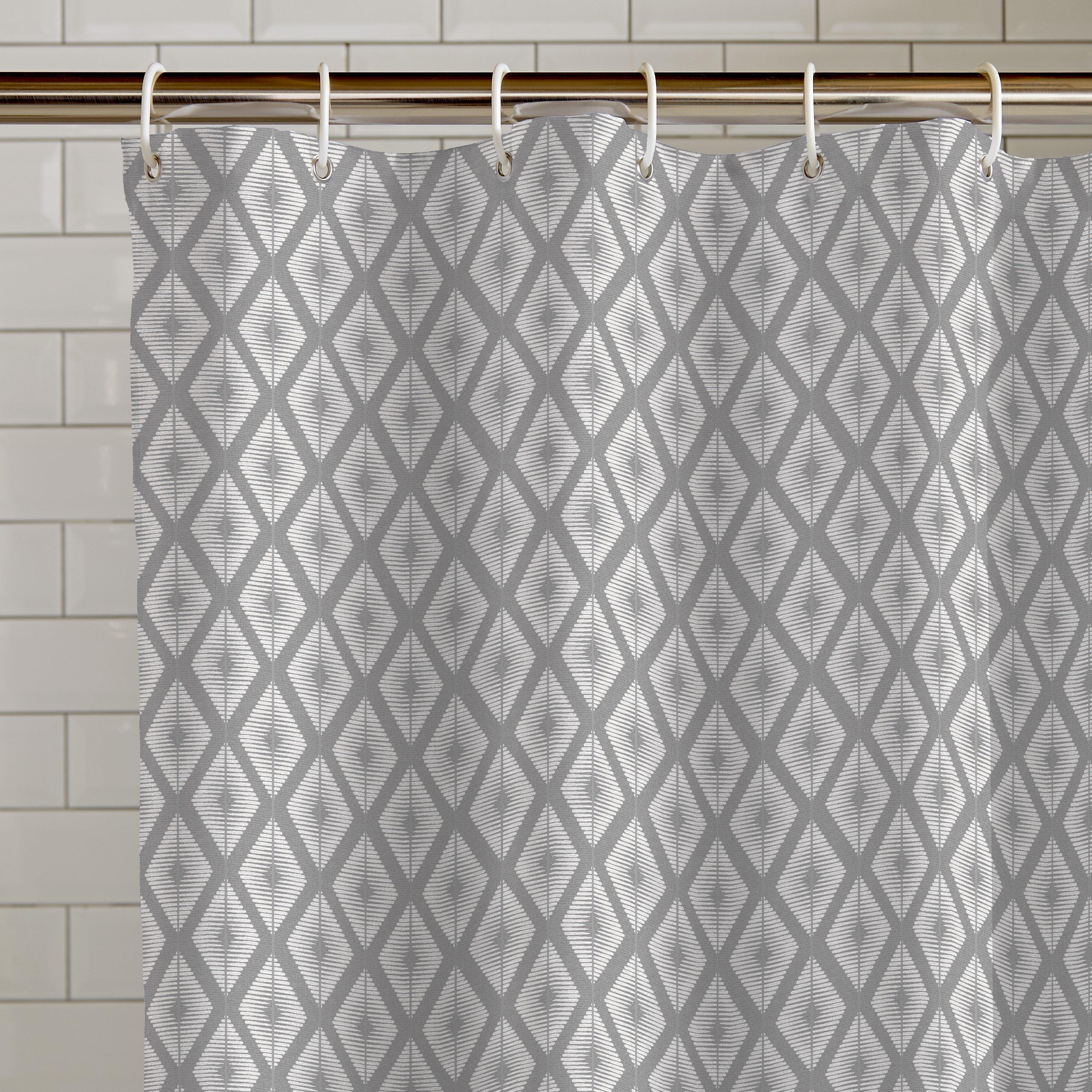 Silver Grey - Catherine Lansfield - Aztec Diamond Shower Curtain - 2