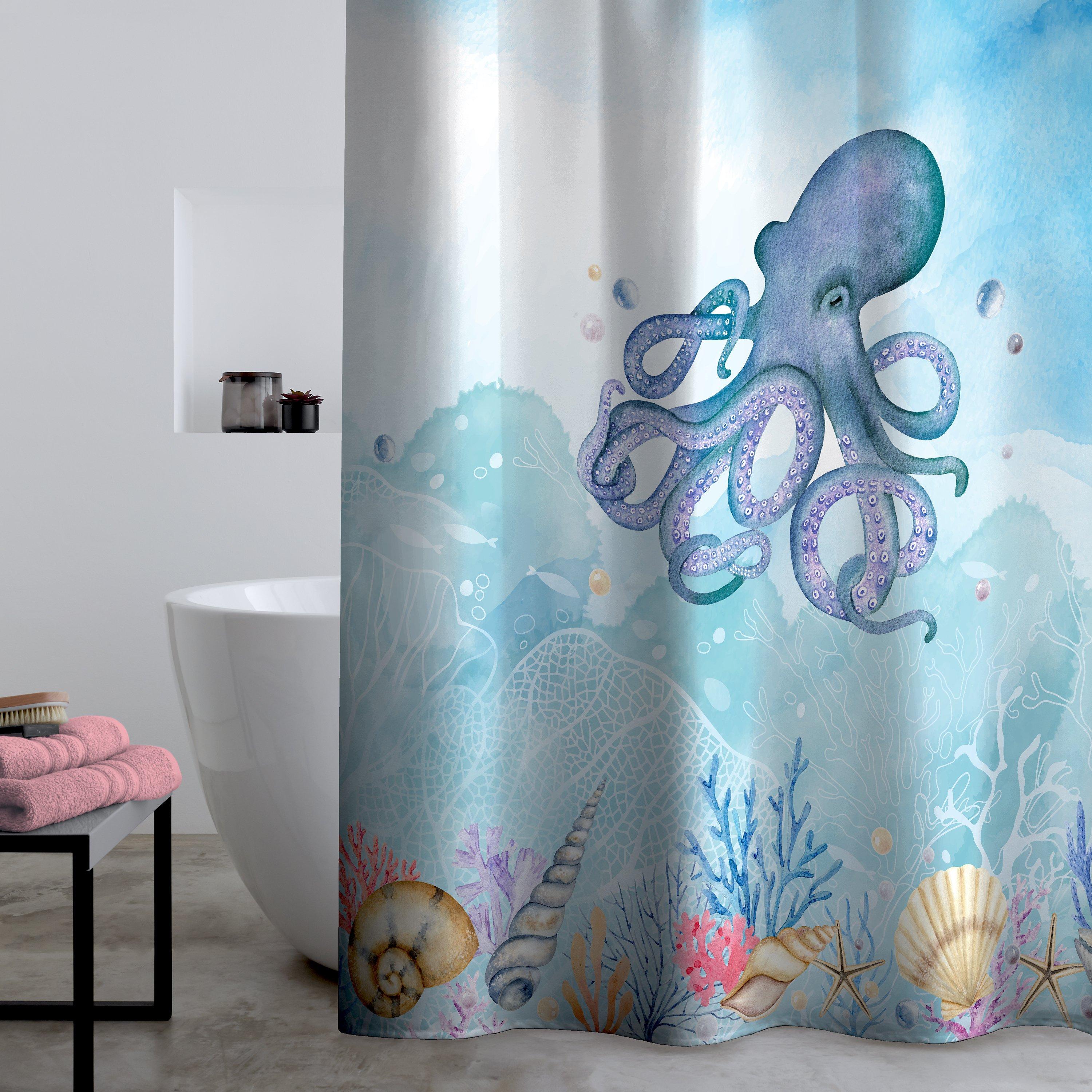 Catherine Lansfield  Octopus Shower Curtain - Blue - 180x180cm