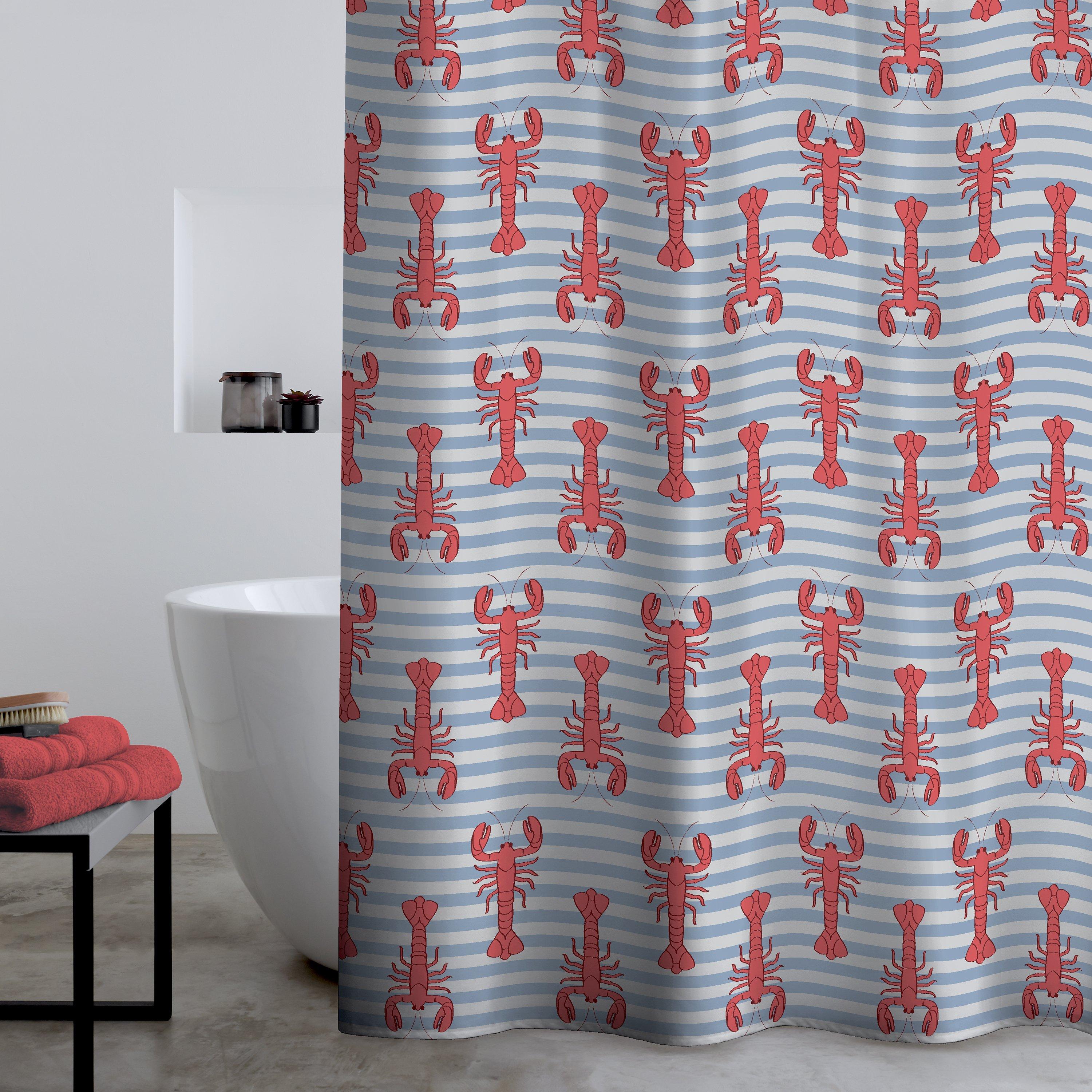 Red - Catherine Lansfield - Lobster Shower Curtain - 1
