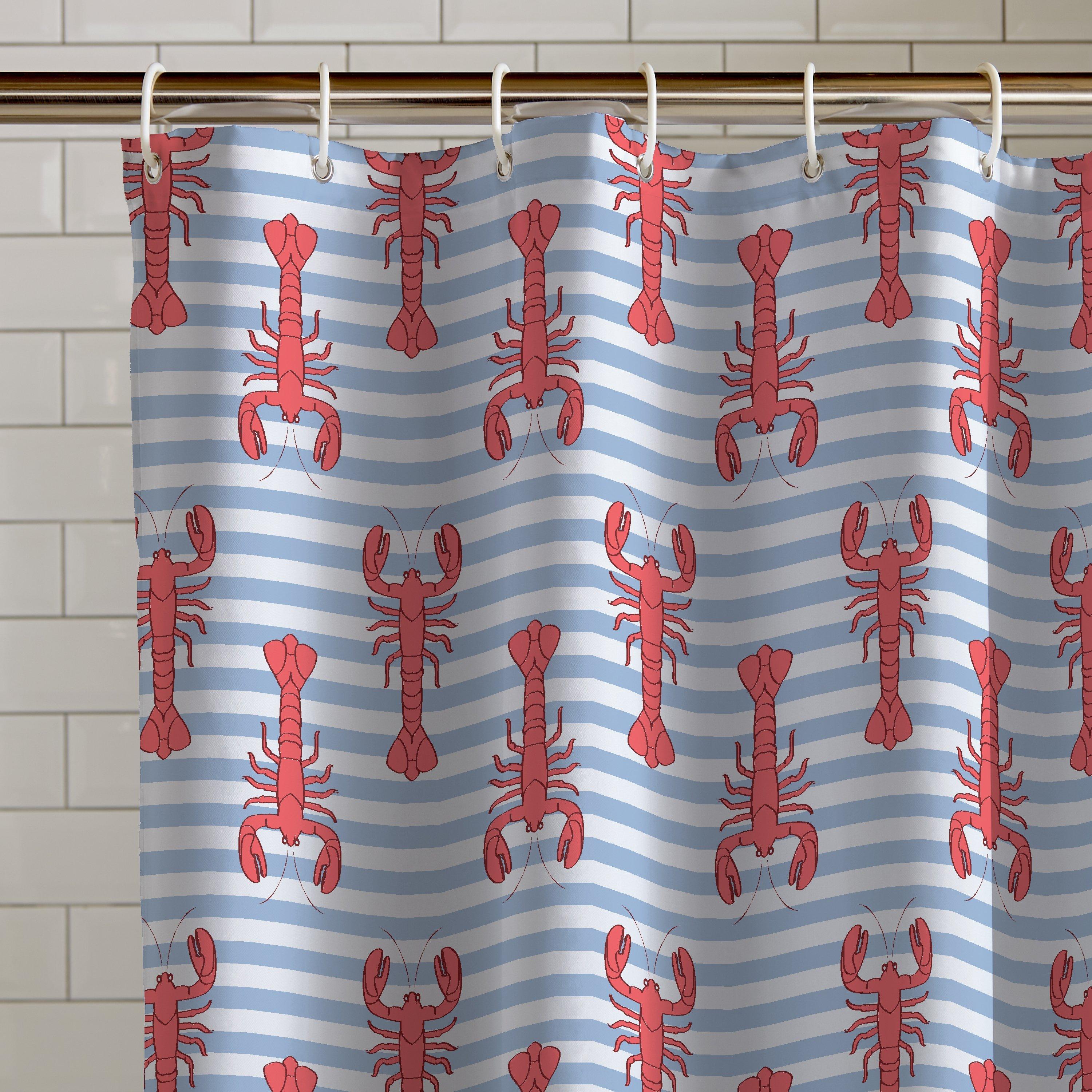 Red - Catherine Lansfield - Lobster Shower Curtain - 2