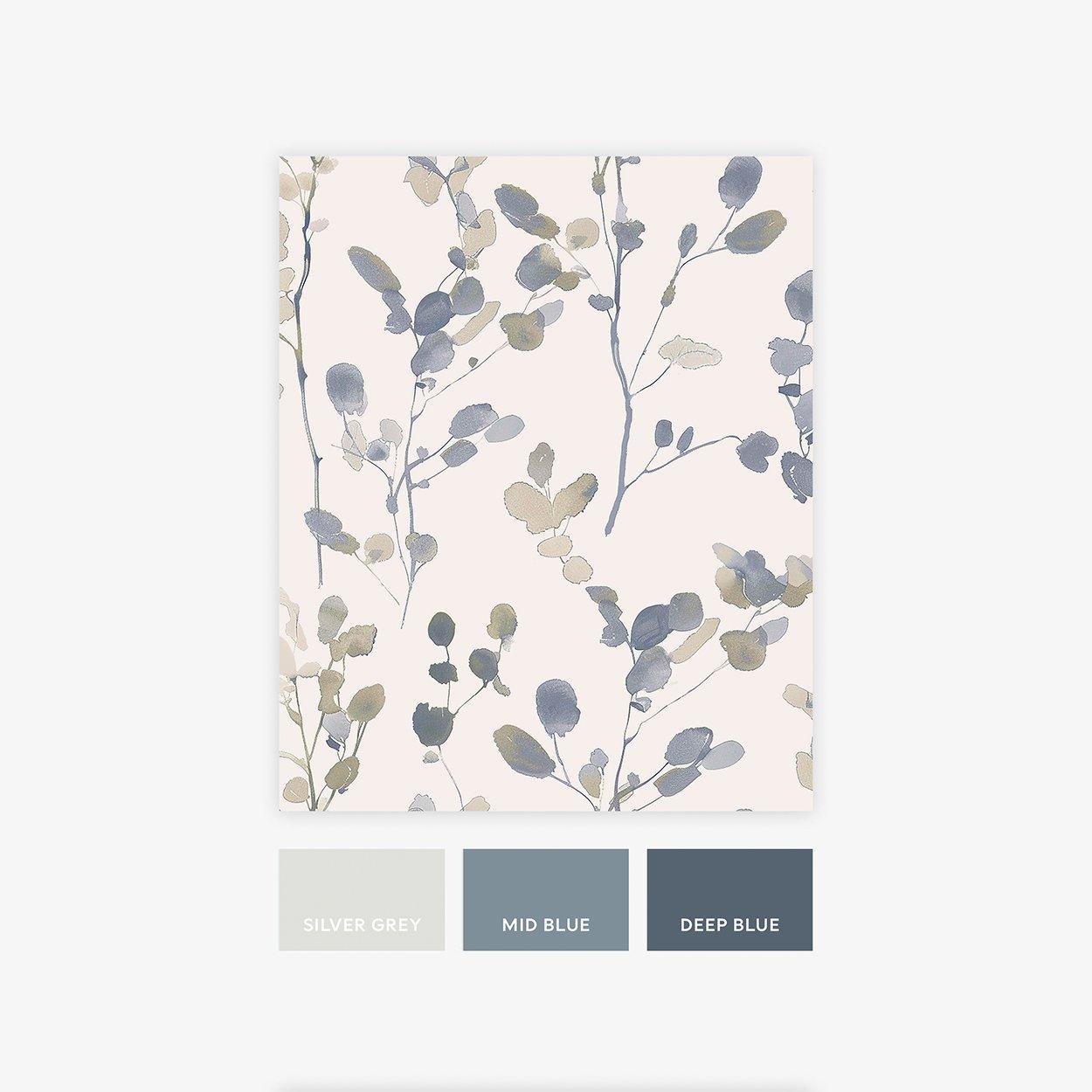 Blue - Next - Natural/Blue Honesty Leaf Wallpaper - 5