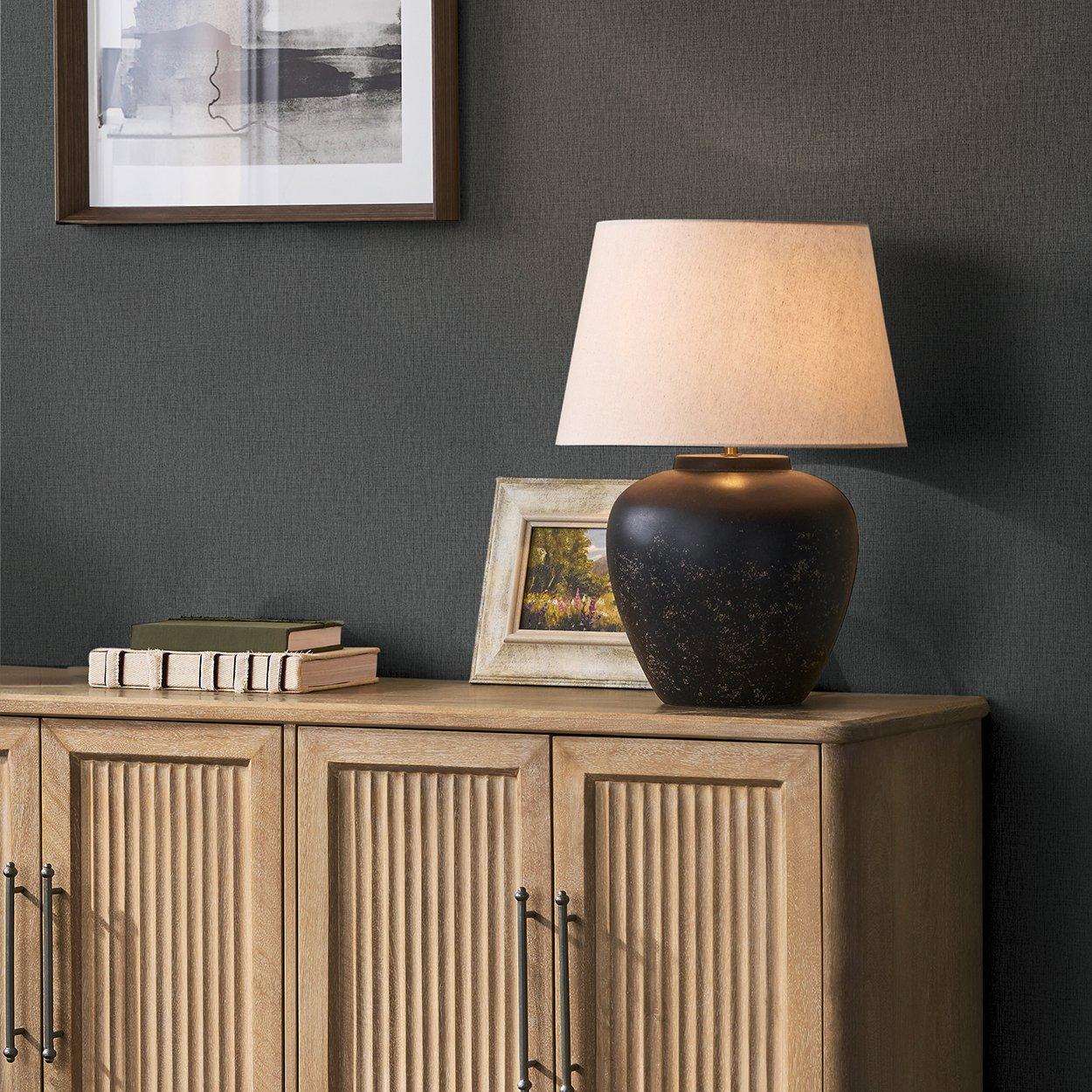 Charcoal - Next - Charcoal Linen Look Wallpaper - 2