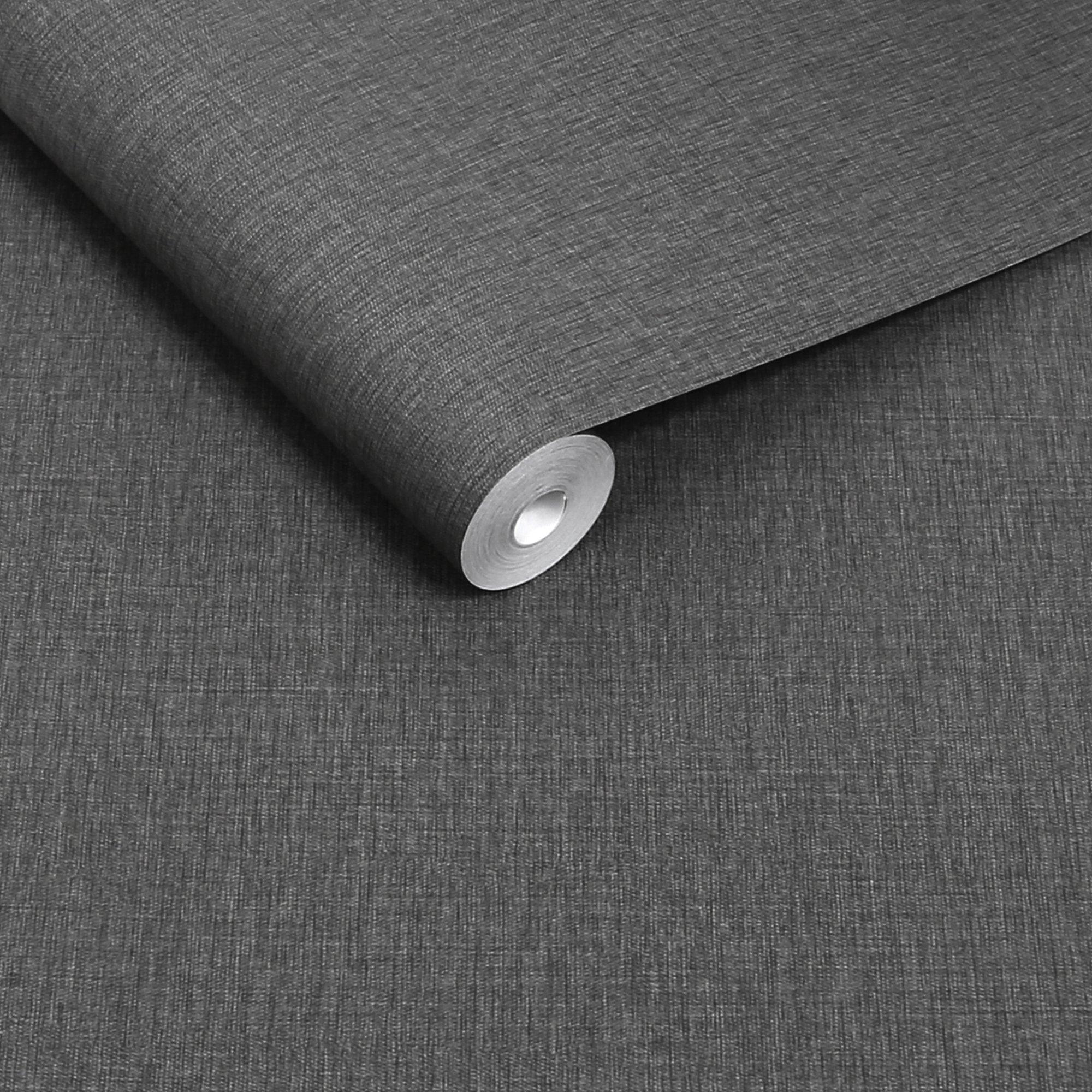 Charcoal - Next - Charcoal Linen Look Wallpaper - 3