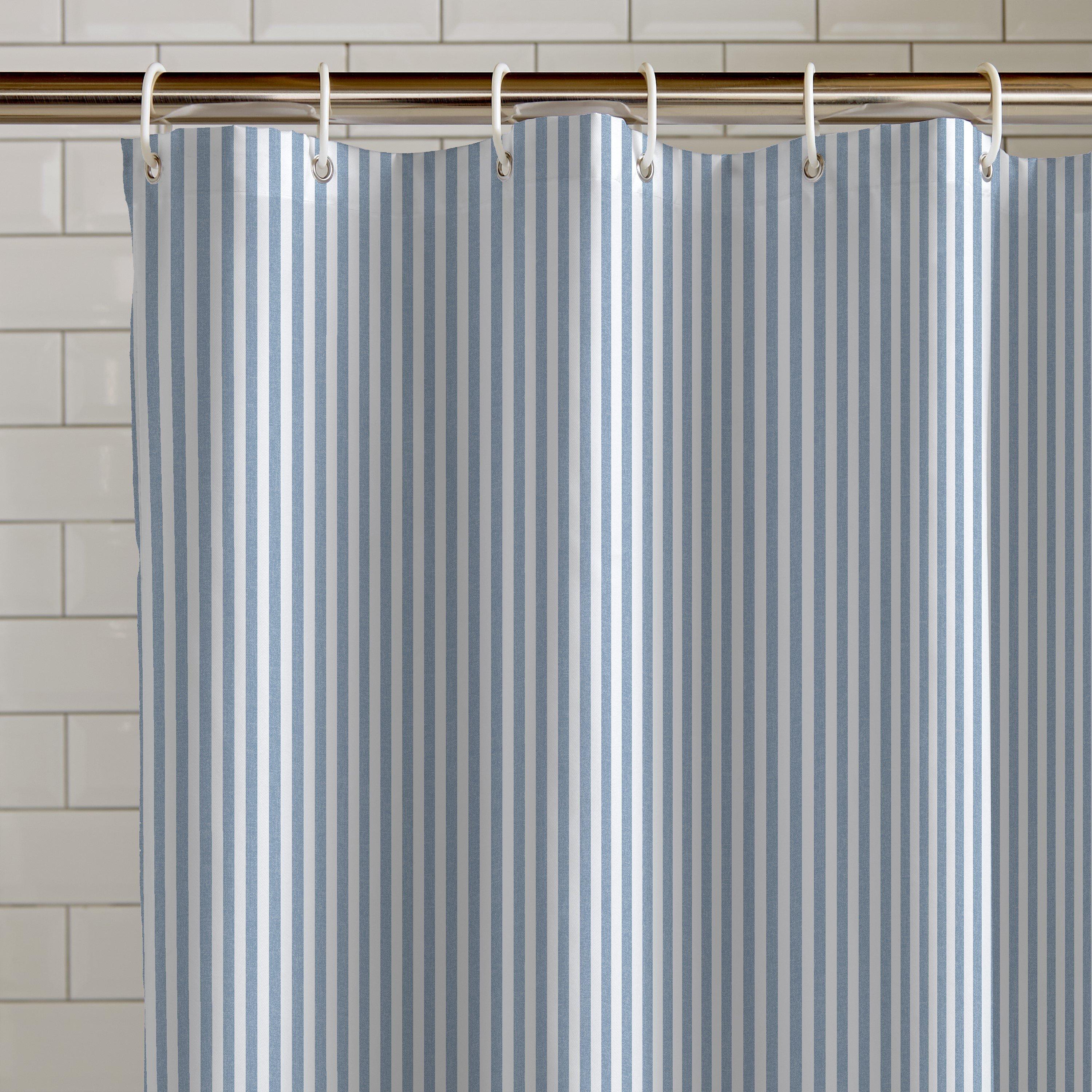 Blue - Catherine Lansfield - Timeless Stripe Shower Curtain - 2