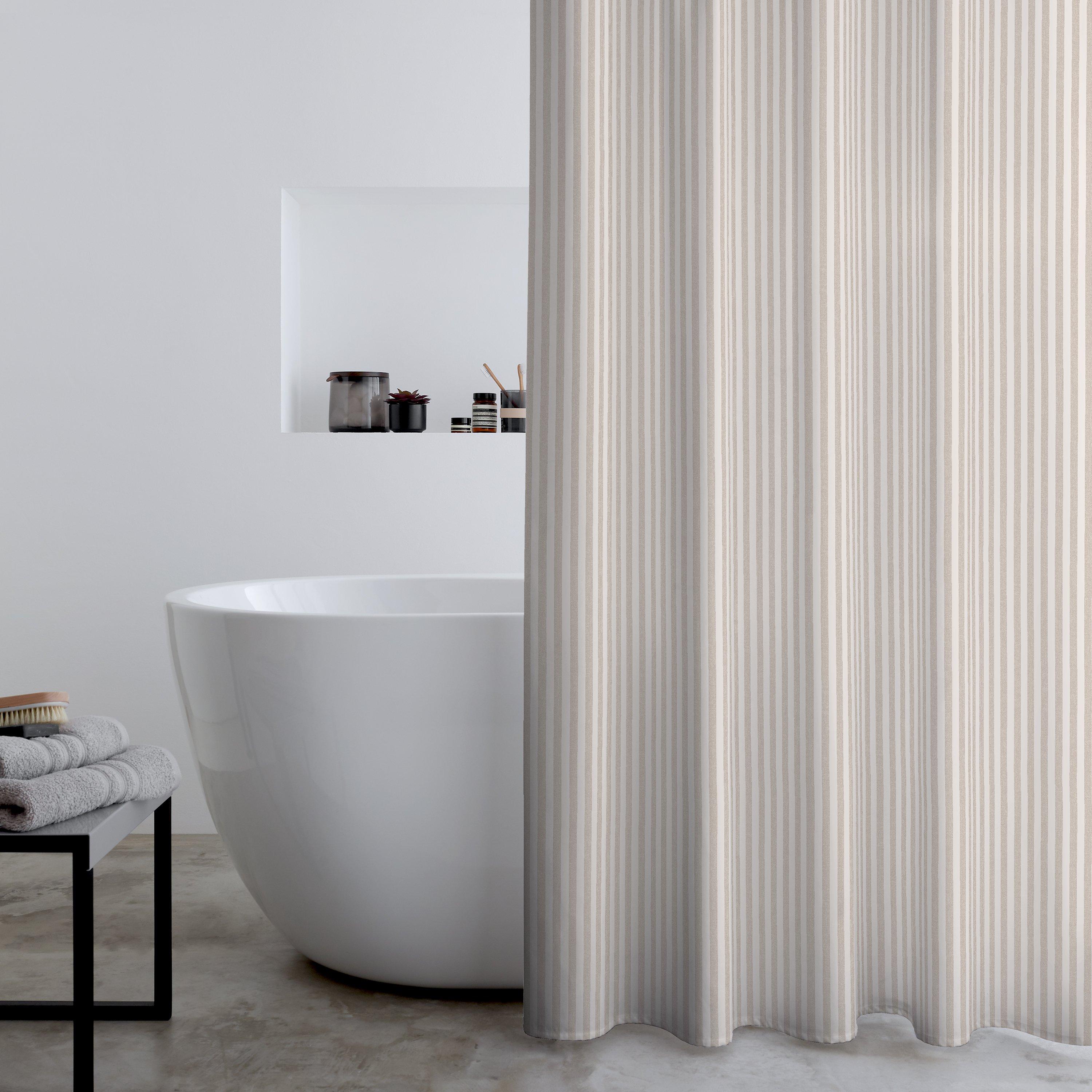 Catherine Lansfield  Timeless Stripe Shower Curtain - Natural - 180x180cm