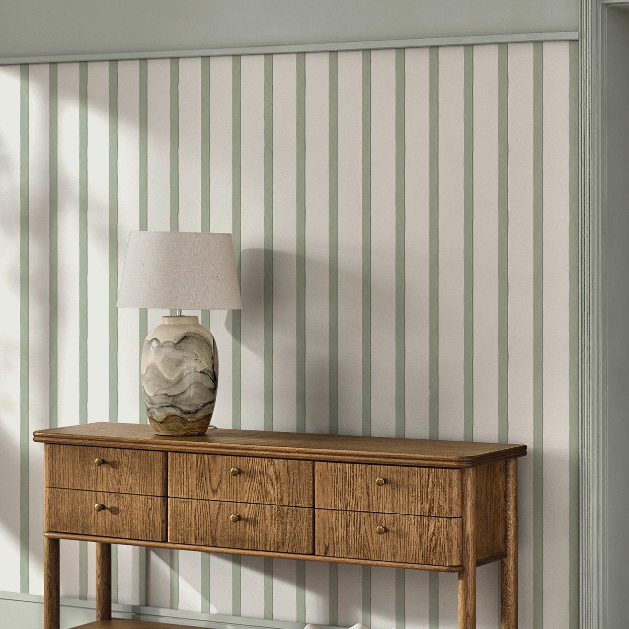 Green - Next - Green Painted Stripe Wallpaper - 2