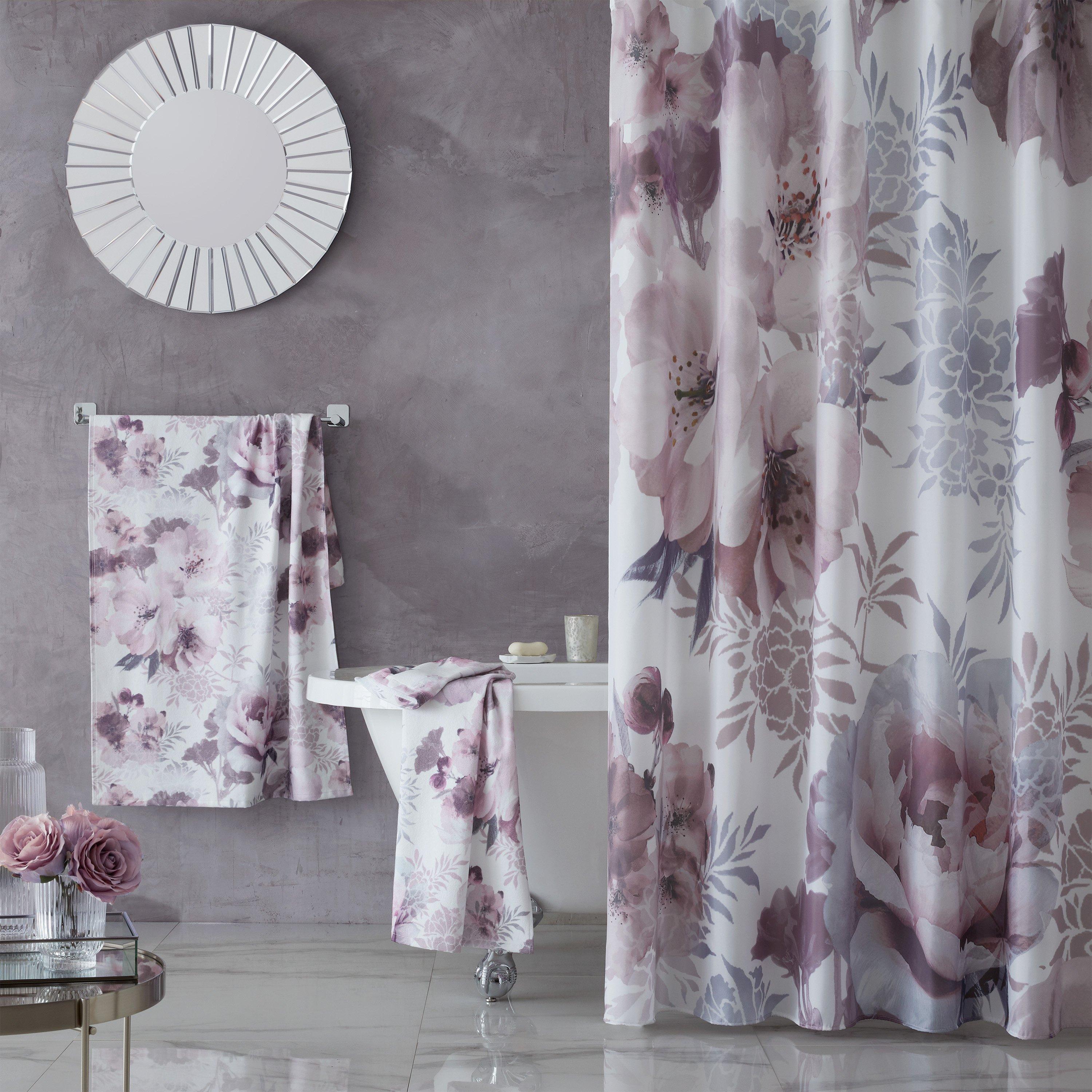 Blush Pink - Catherine Lansfield - Dramatic Floral Shower Curtain - 1