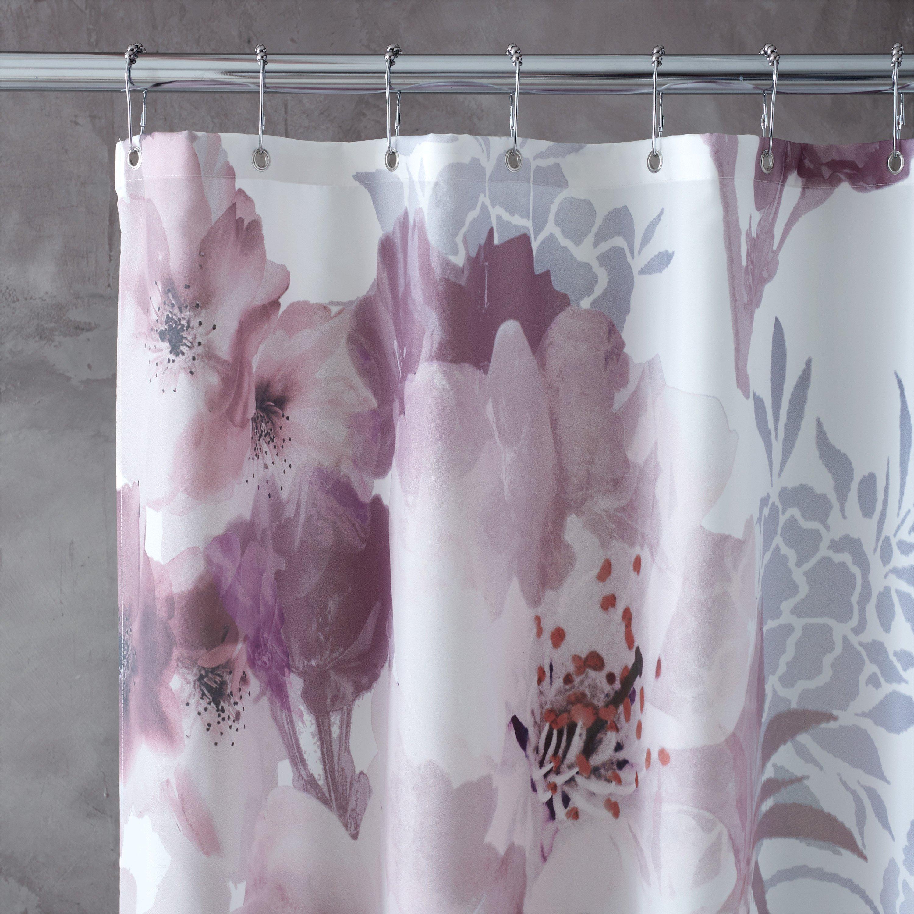 Blush Pink - Catherine Lansfield - Dramatic Floral Shower Curtain - 2