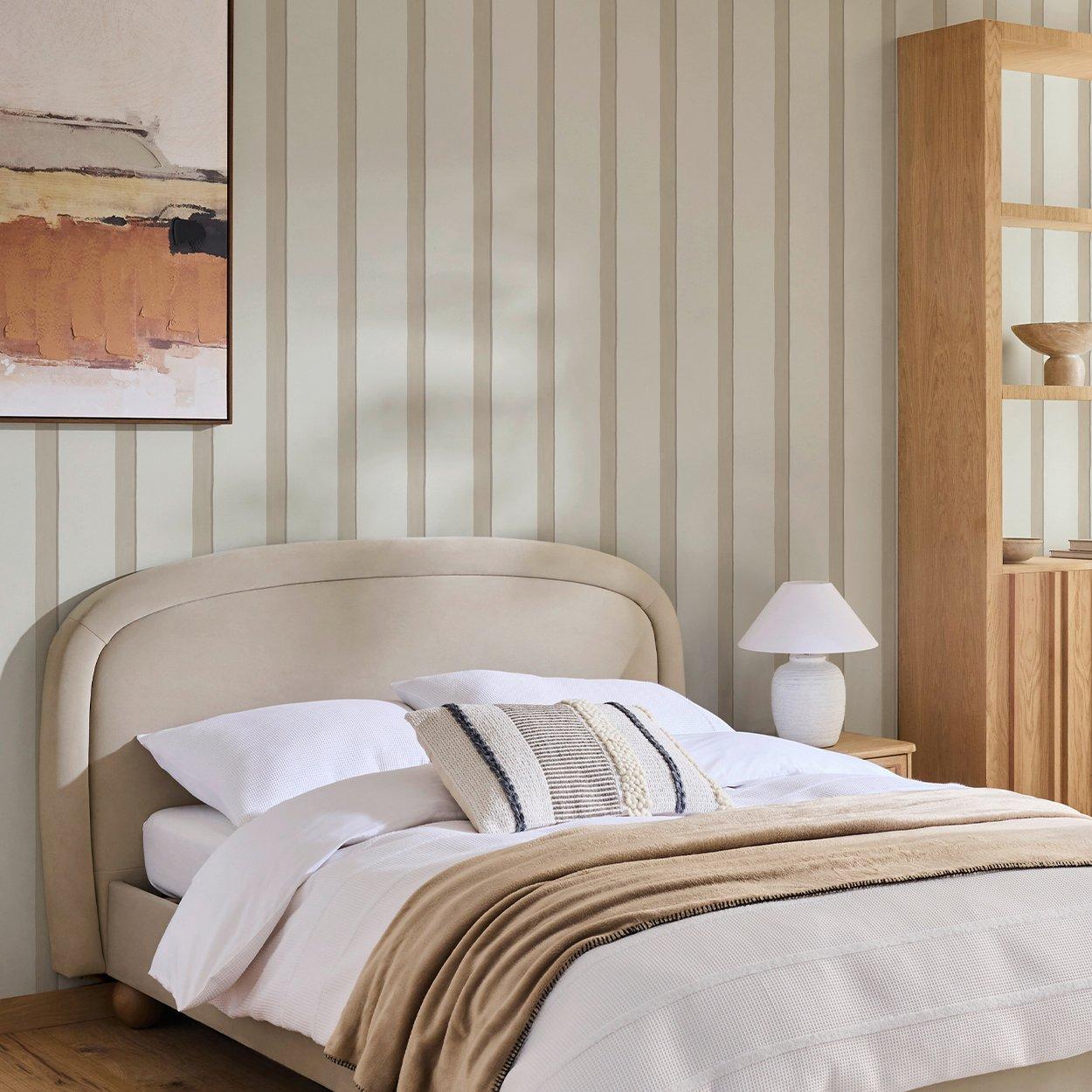 Beige - Next - Natural Painted Stripe Wallpaper - 2