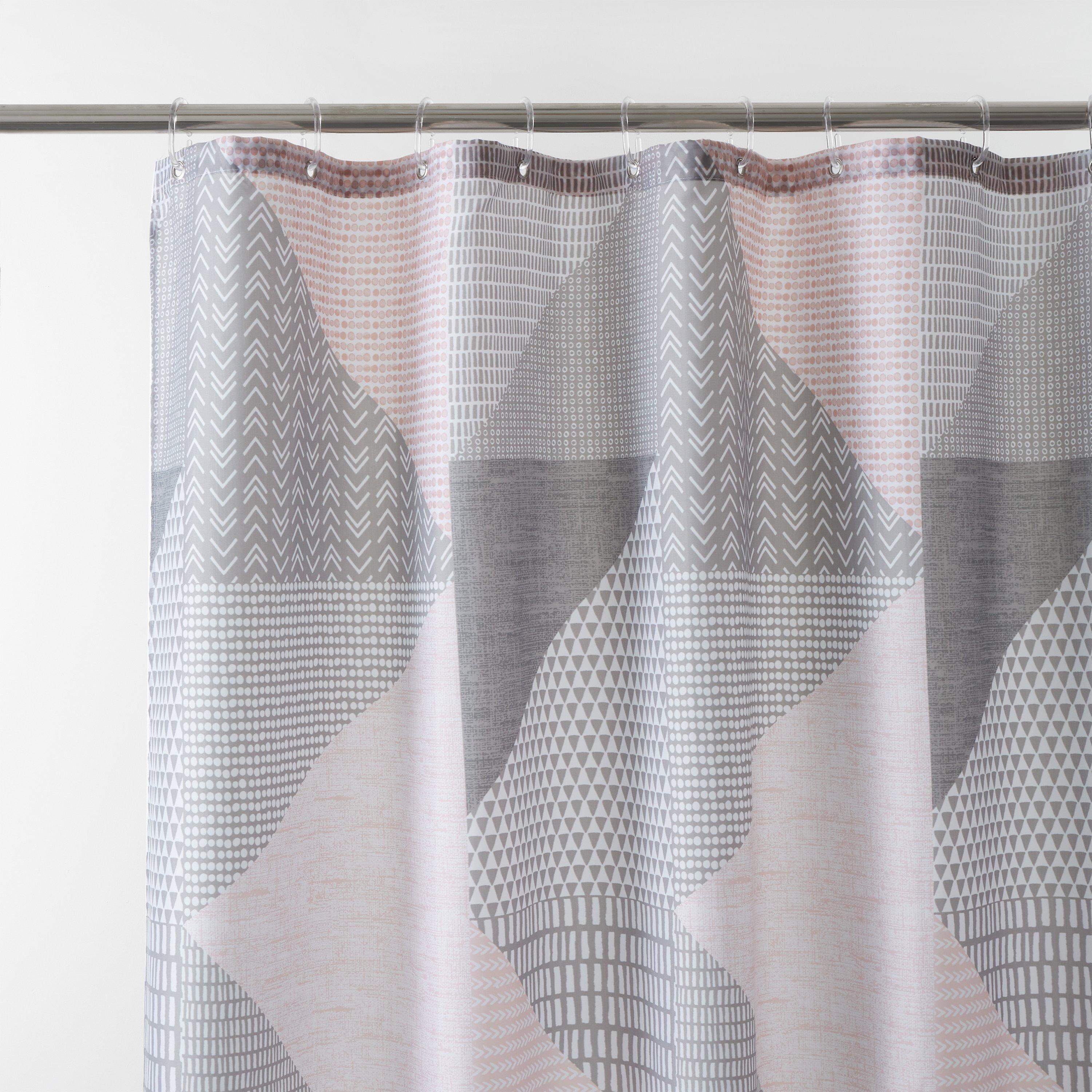 Blush Pink - Catherine Lansfield - Larsson Geo Shower Curtain - 2