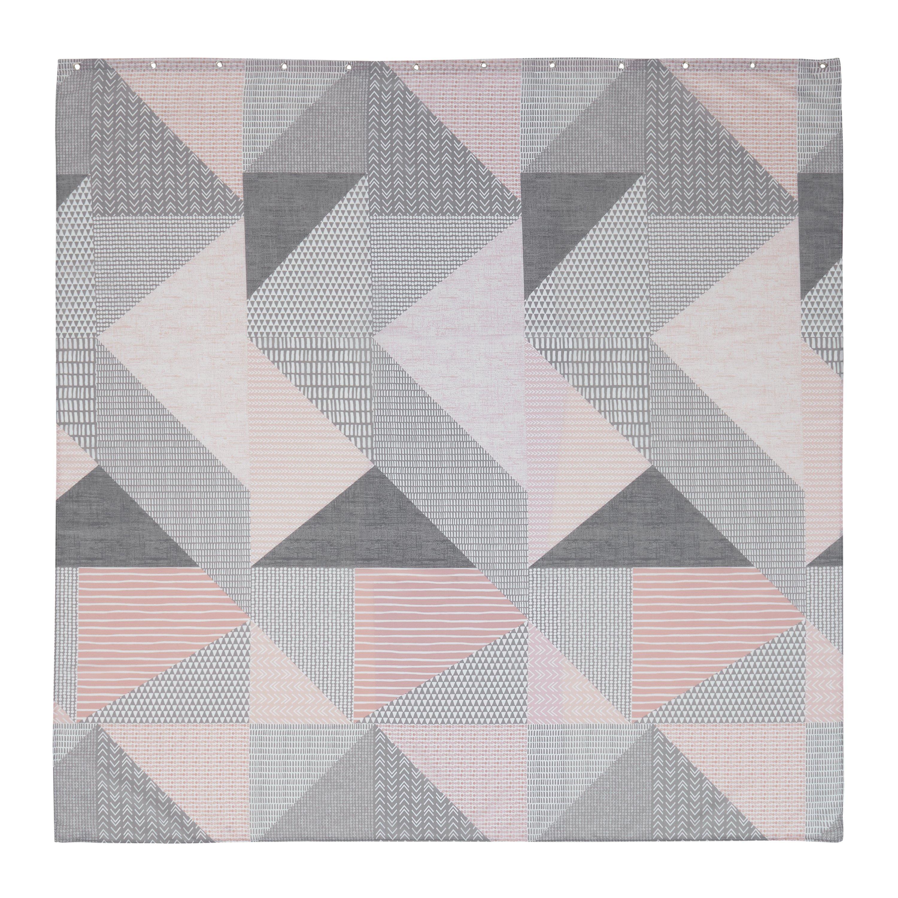 Blush Pink - Catherine Lansfield - Larsson Geo Shower Curtain - 3
