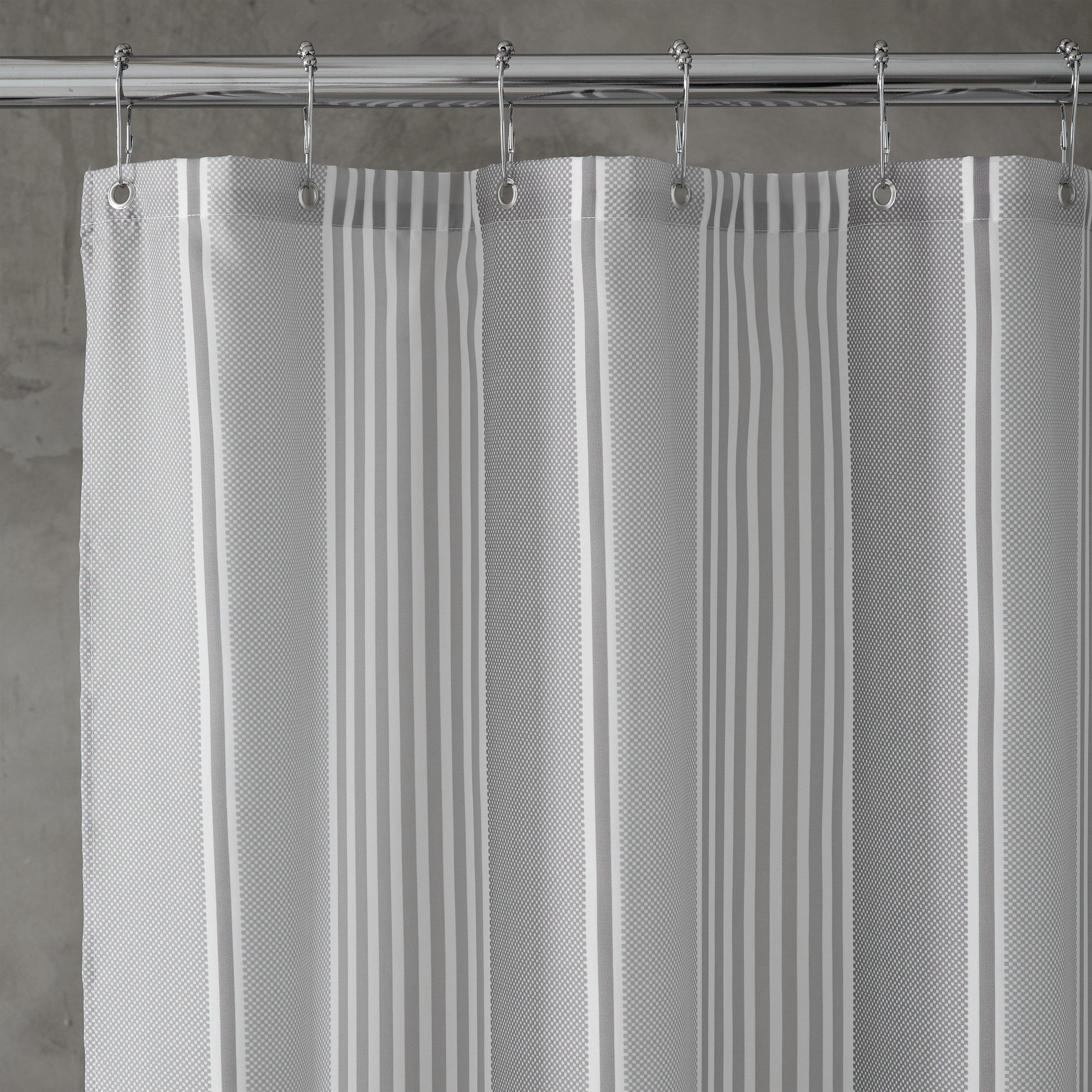 Silver Grey - Catherine Lansfield - Textured Stripe Shower Curtain - 2