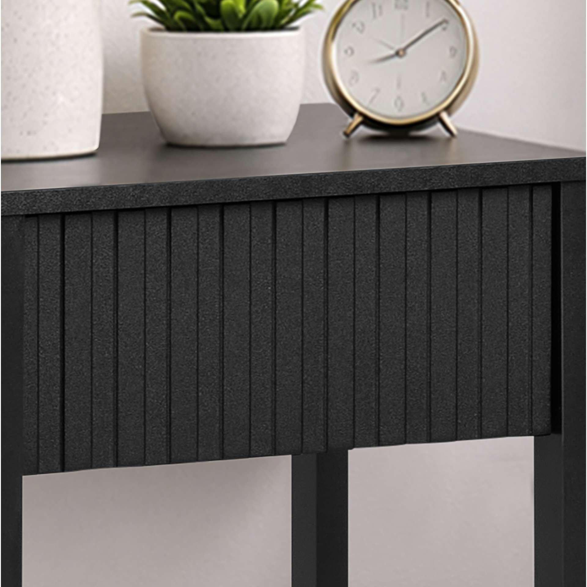 Black - Birlea - Axis 1 Drawer Fluted Bedside - 2