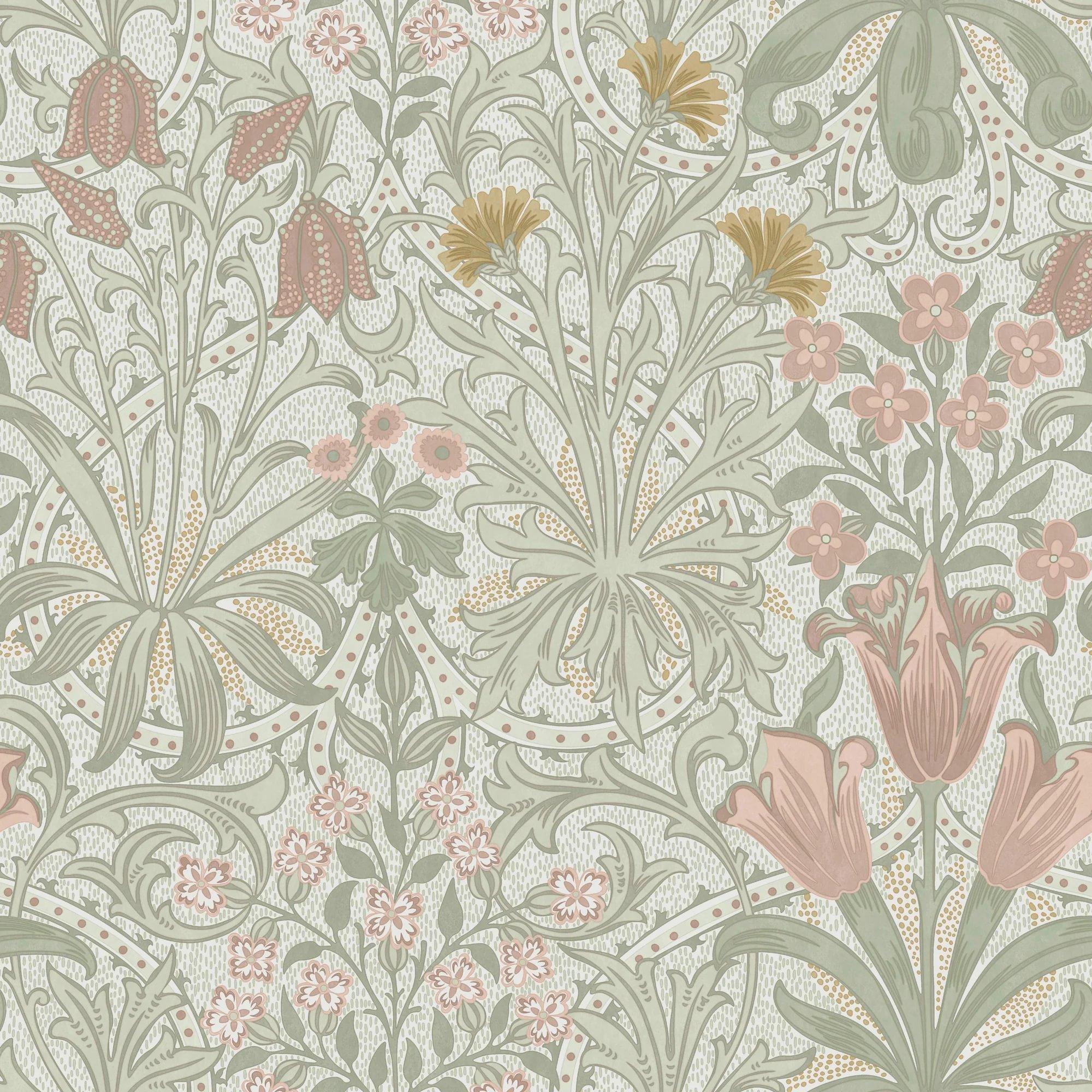Sage - William Morris - Woodland Weeds Peony & Sage Wallpaper - 1