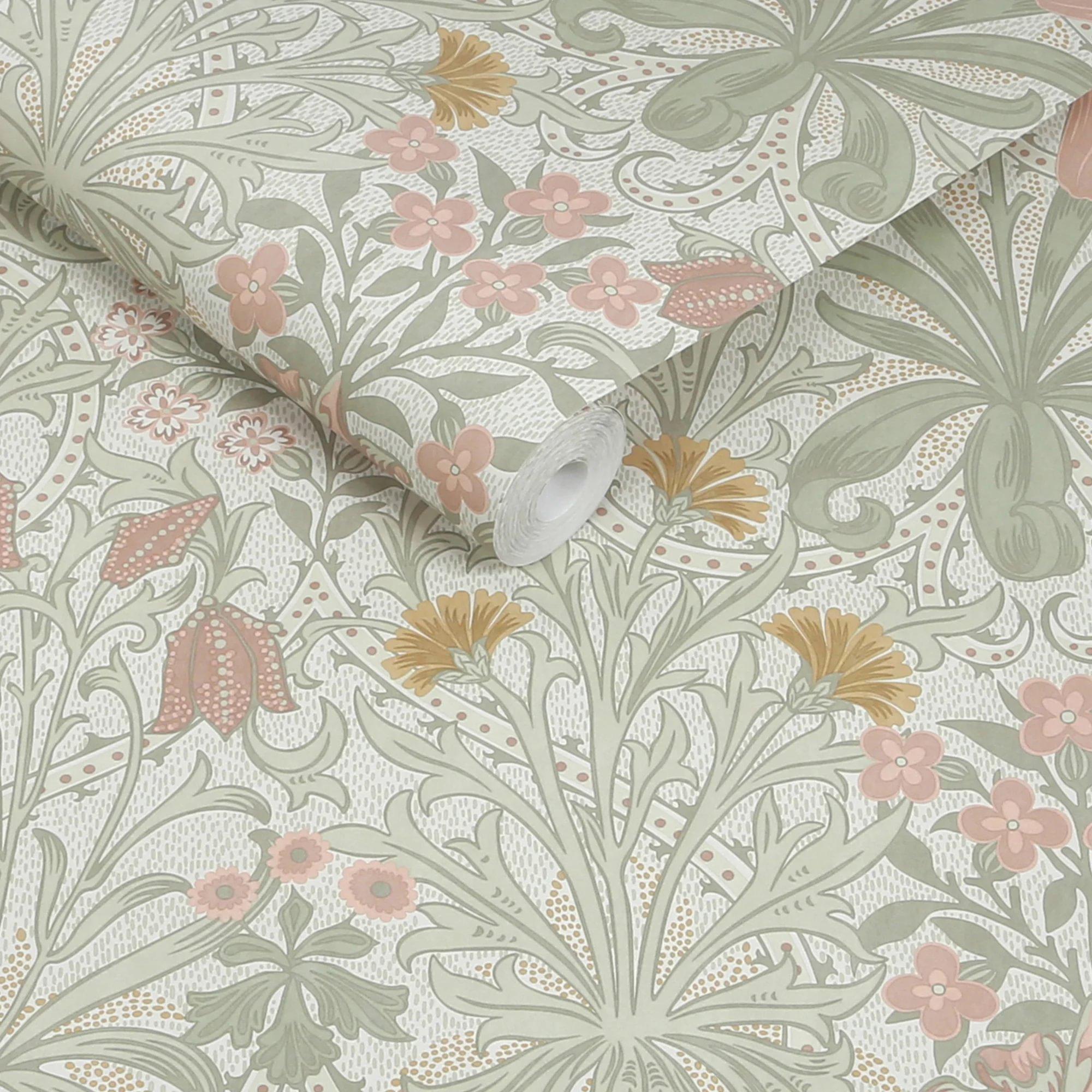 Sage - William Morris - Woodland Weeds Peony & Sage Wallpaper - 3