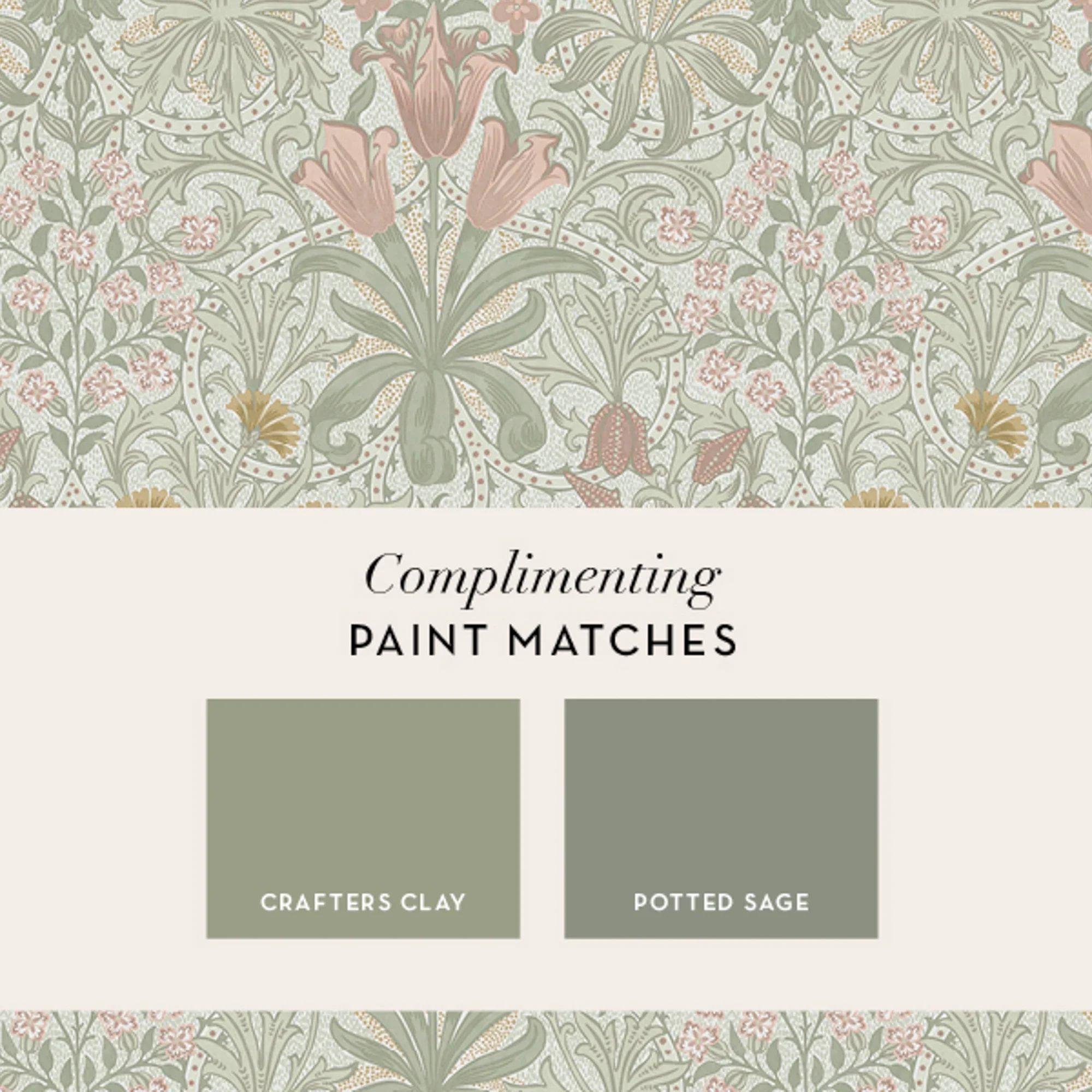 Sage - William Morris - Woodland Weeds Peony & Sage Wallpaper - 5