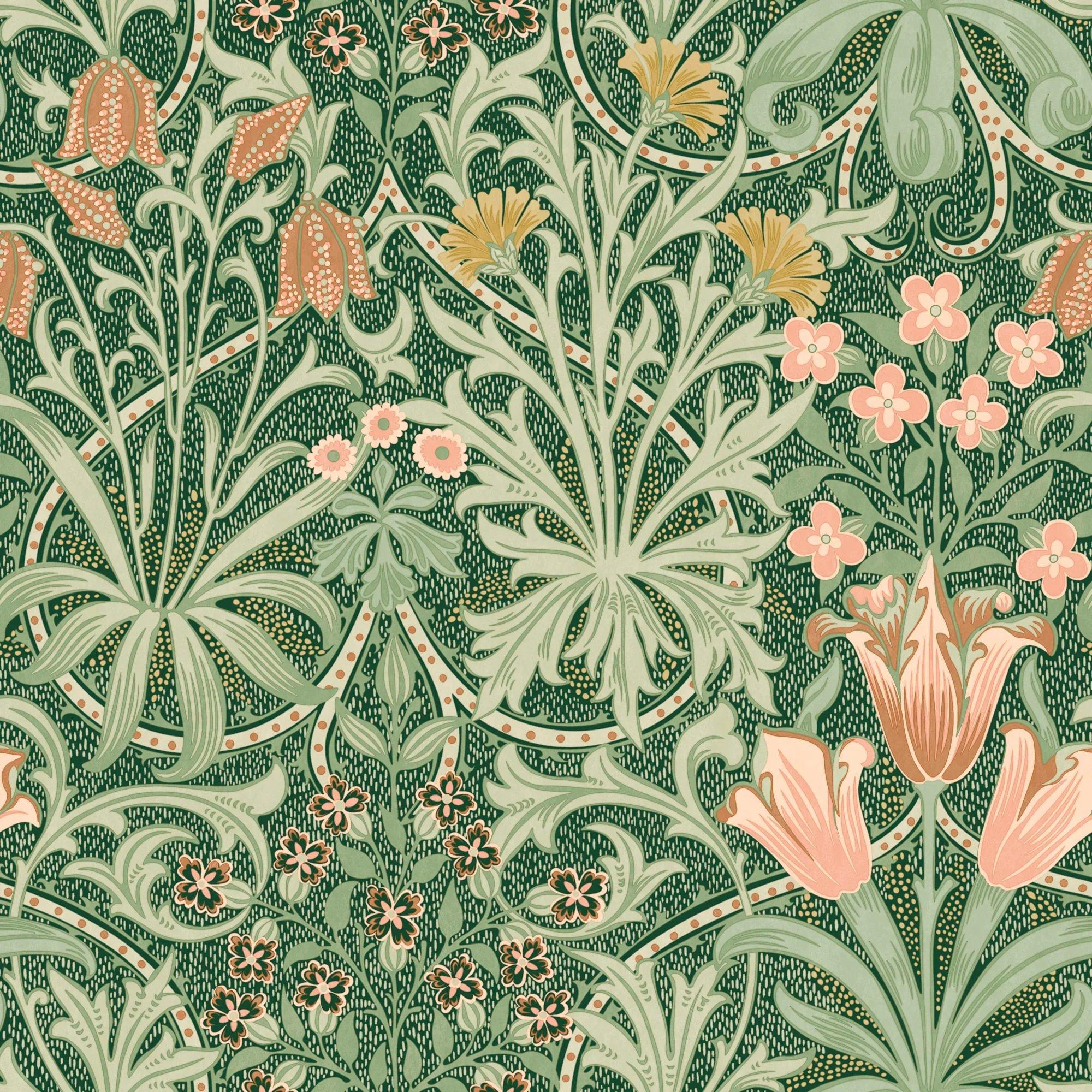Green - William Morris - Woodland Weeds Forest Wallpaper - 1