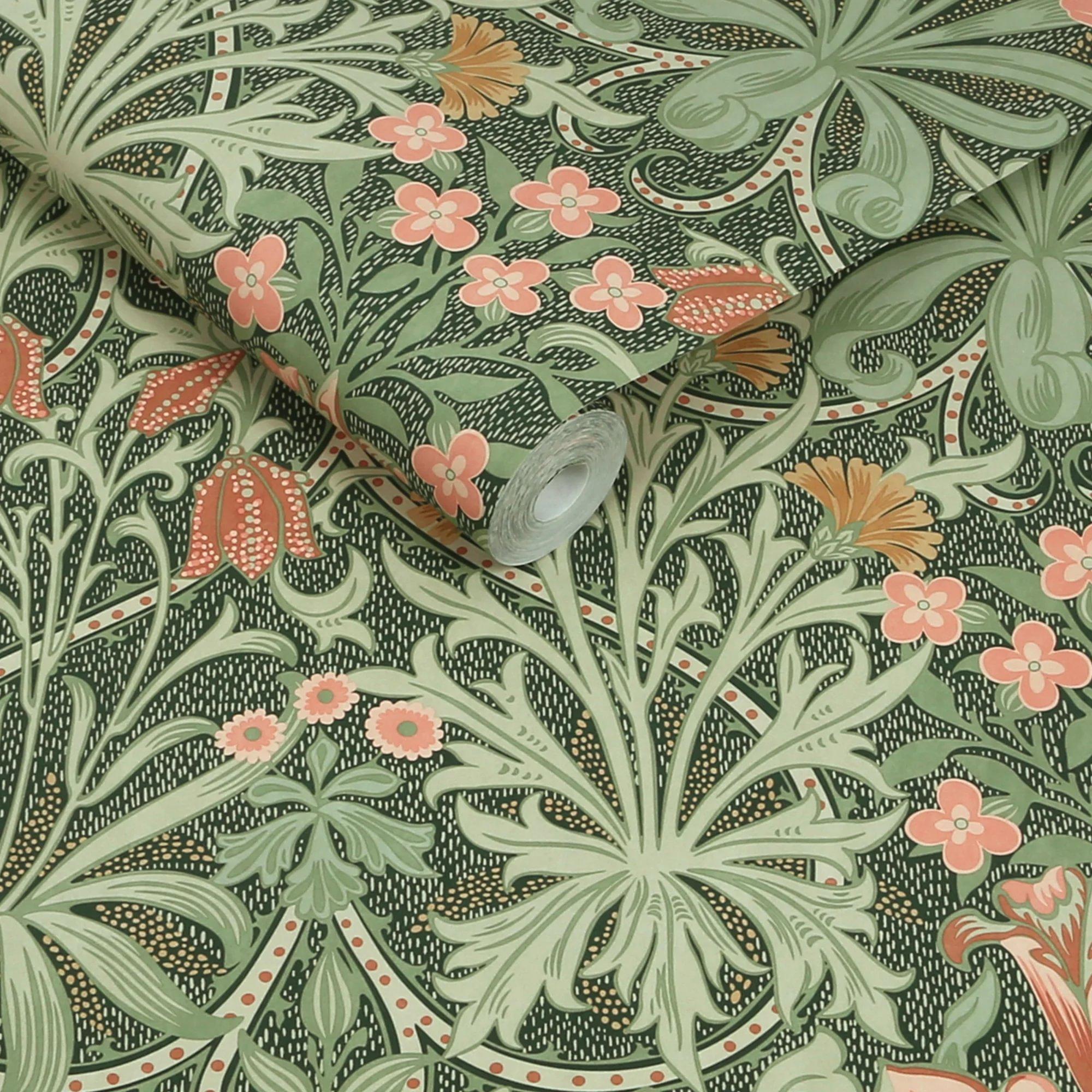 Green - William Morris - Woodland Weeds Forest Wallpaper - 3