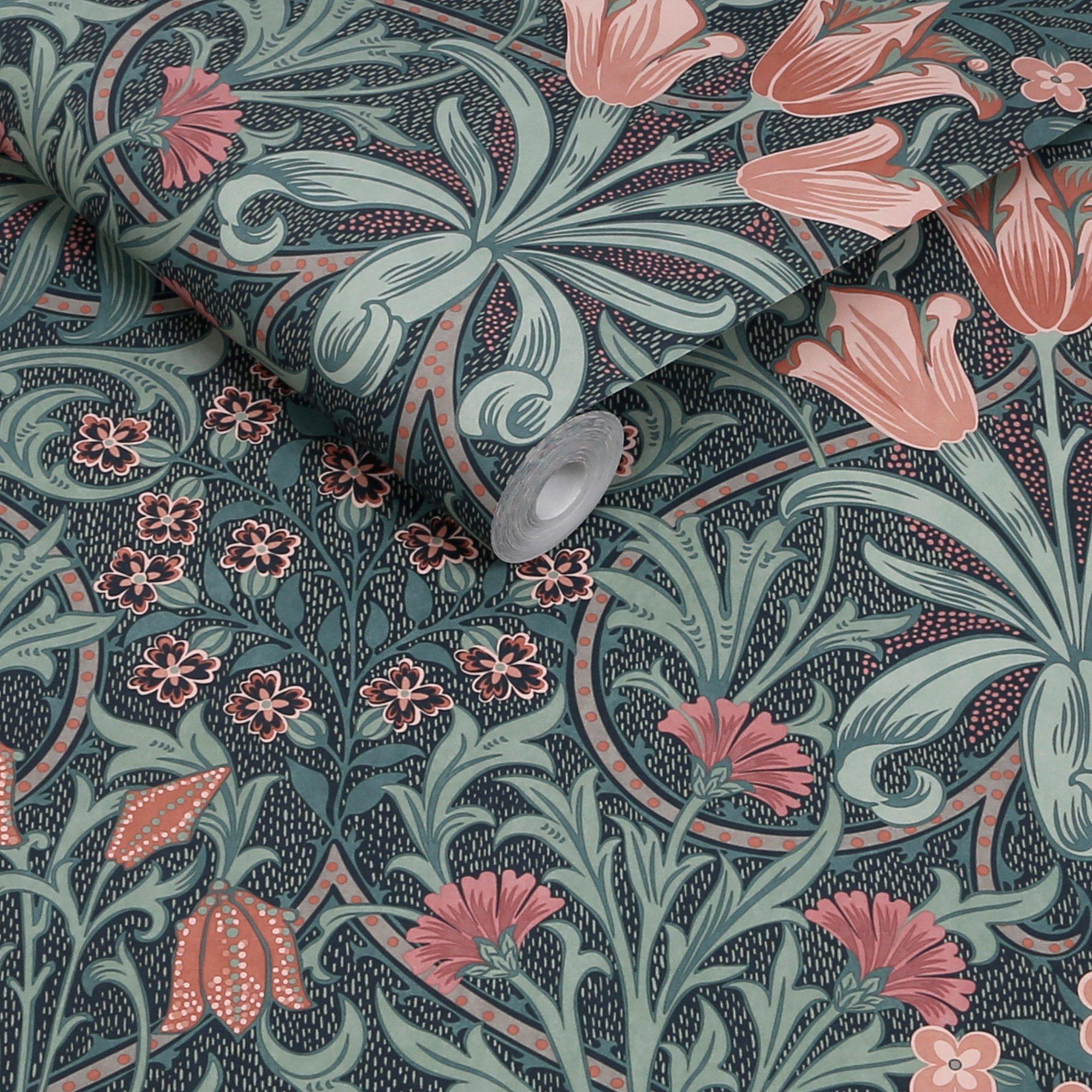 Blue - William Morris - Woodland Weeds Midnight Wallpaper - 3