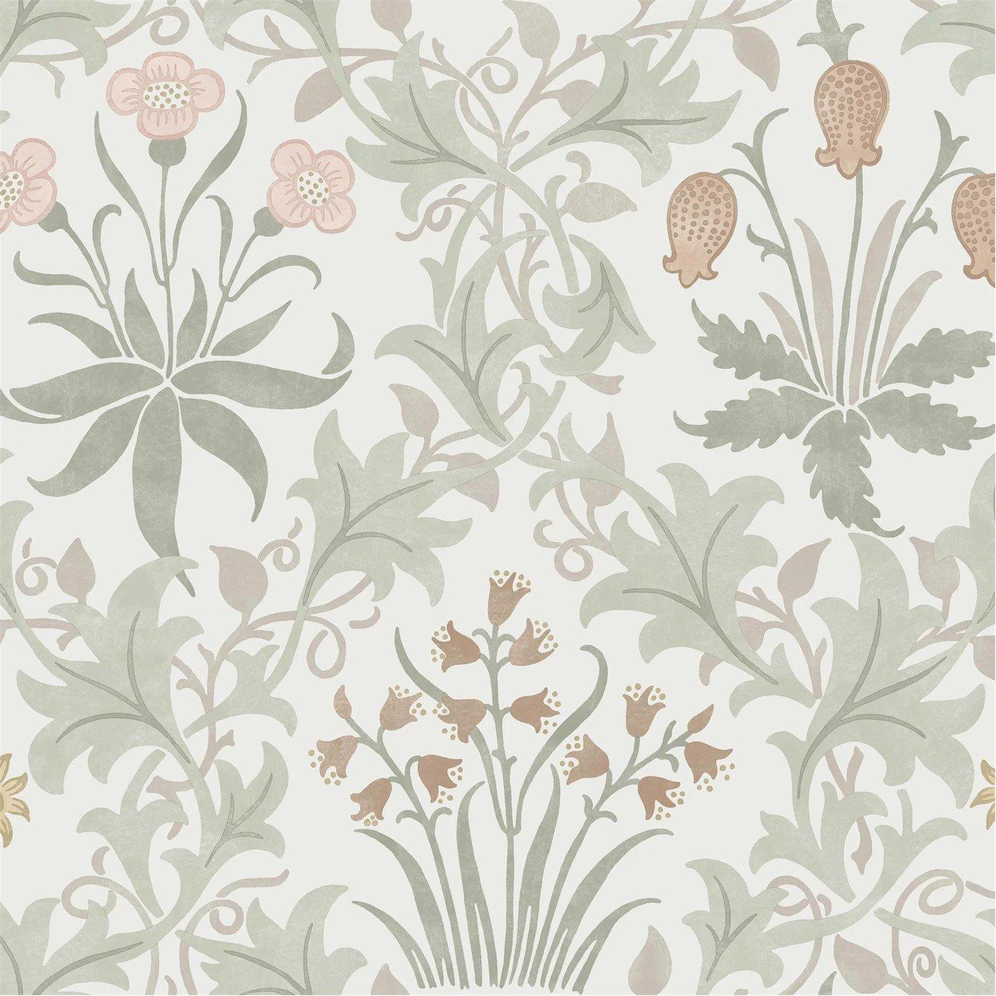 William Morris At Home  Celandine Spring Peony & Sage Wallpaper - coloured