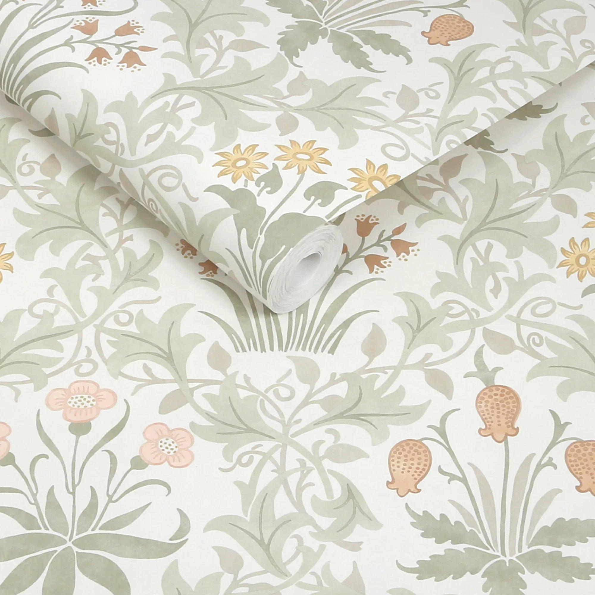 Multicoloured - William Morris - Celandine Spring Peony & Sage Wallpaper - 3