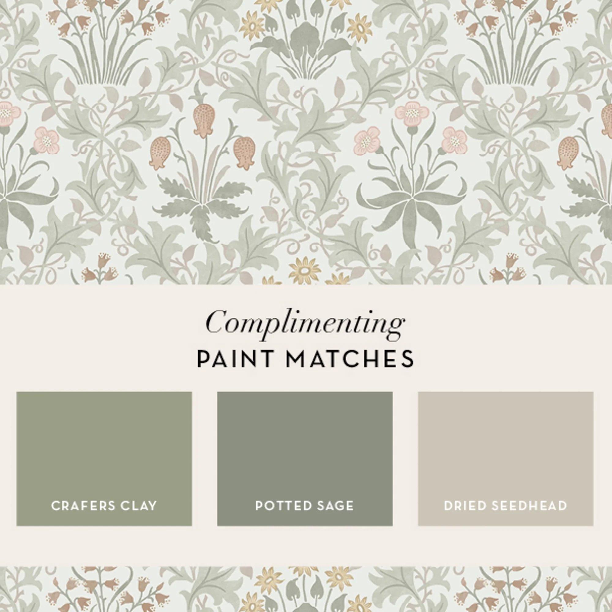 Multicoloured - William Morris - Celandine Spring Peony & Sage Wallpaper - 5