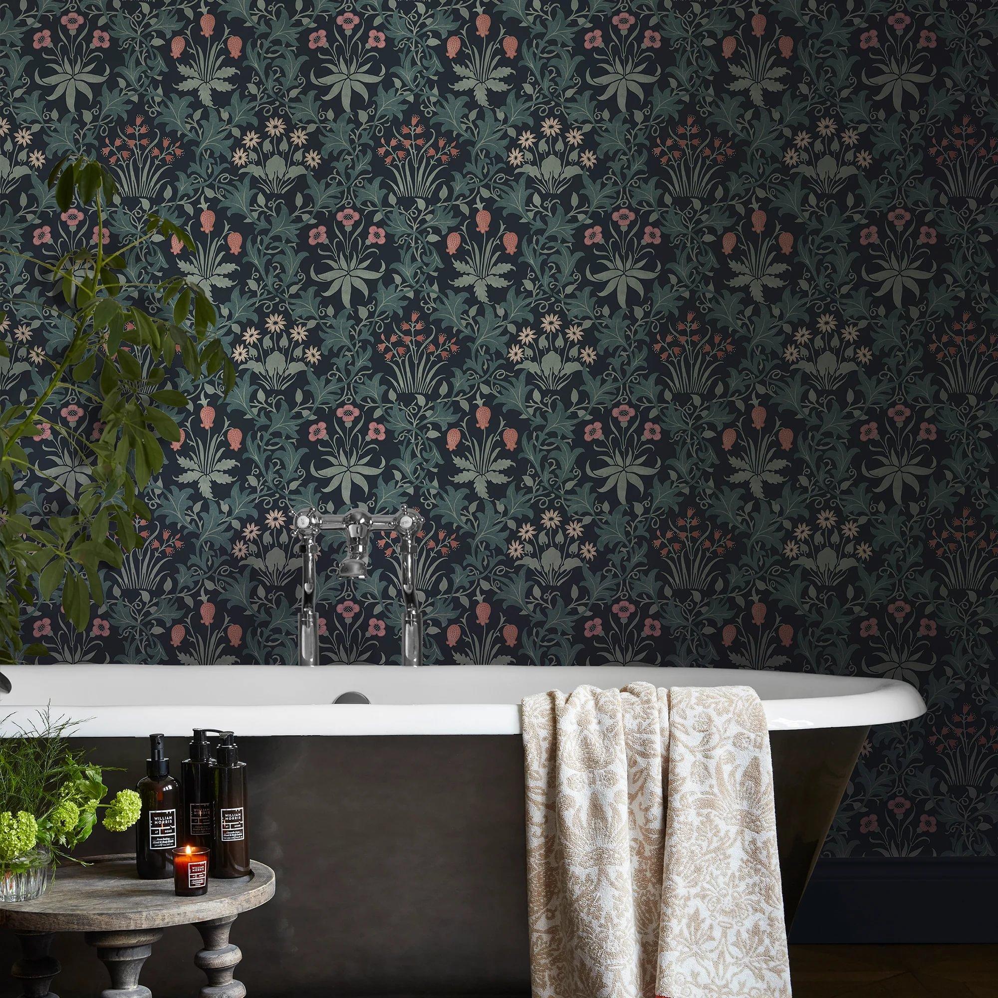 Blue - William Morris - Celandine Midnight Wallpaper - 2