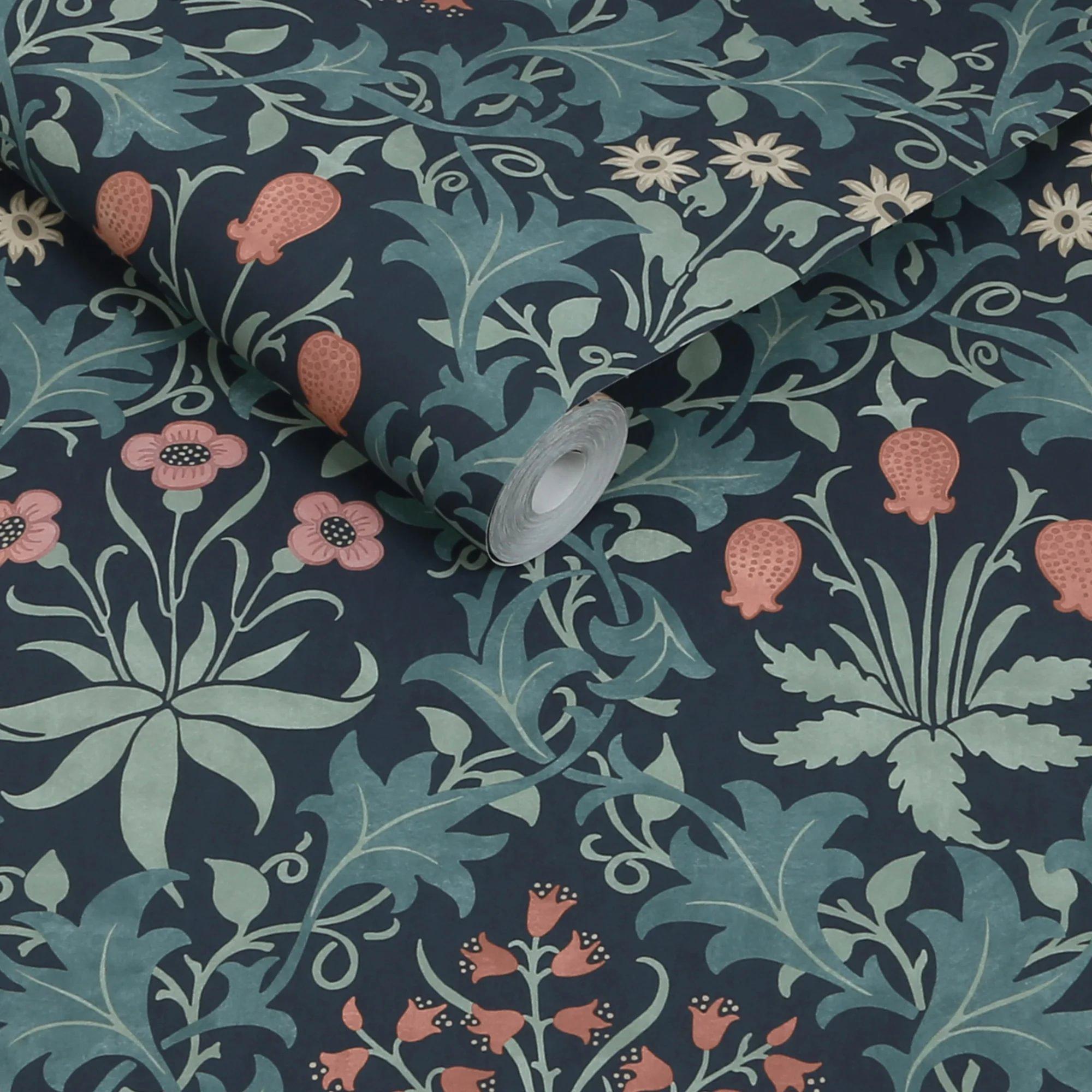 Blue - William Morris - Celandine Midnight Wallpaper - 3