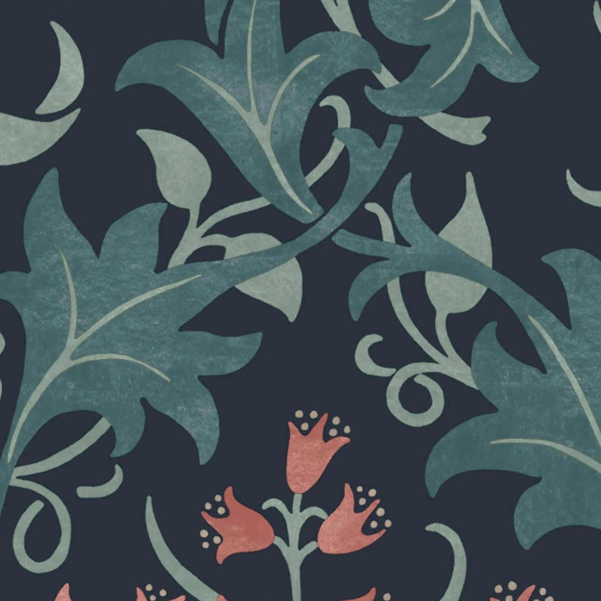 Blue - William Morris - Celandine Midnight Wallpaper - 4