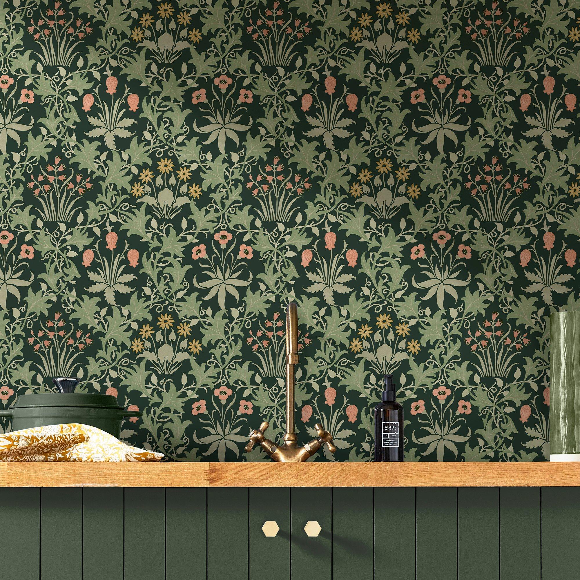 Green - William Morris - Celandine Forest Wallpaper - 2