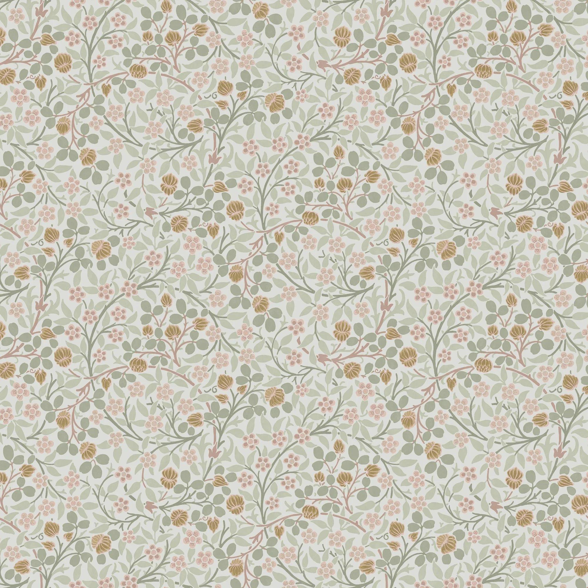 Multicoloured - William Morris - Clover Spring Peony & Sage Wallpaper - 1