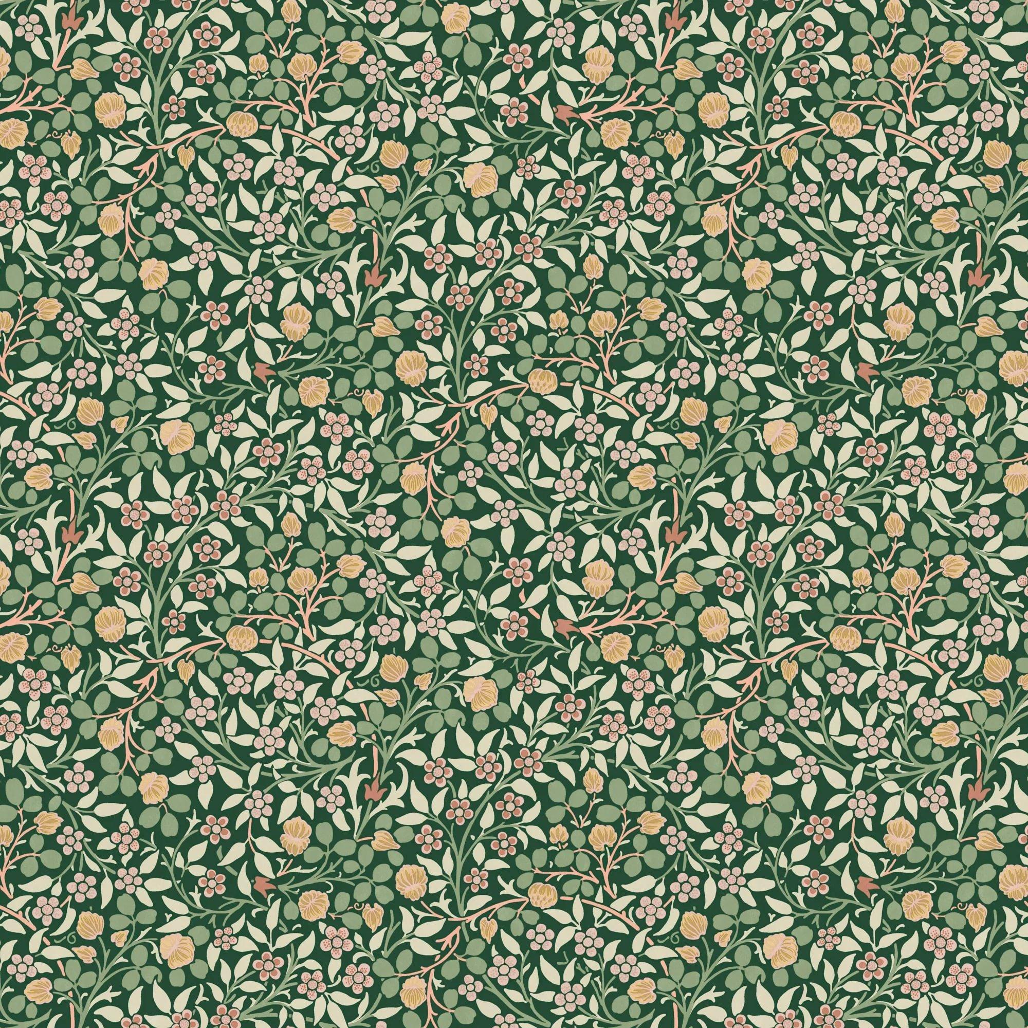 Green - William Morris - Clover Forest Wallpaper - 1