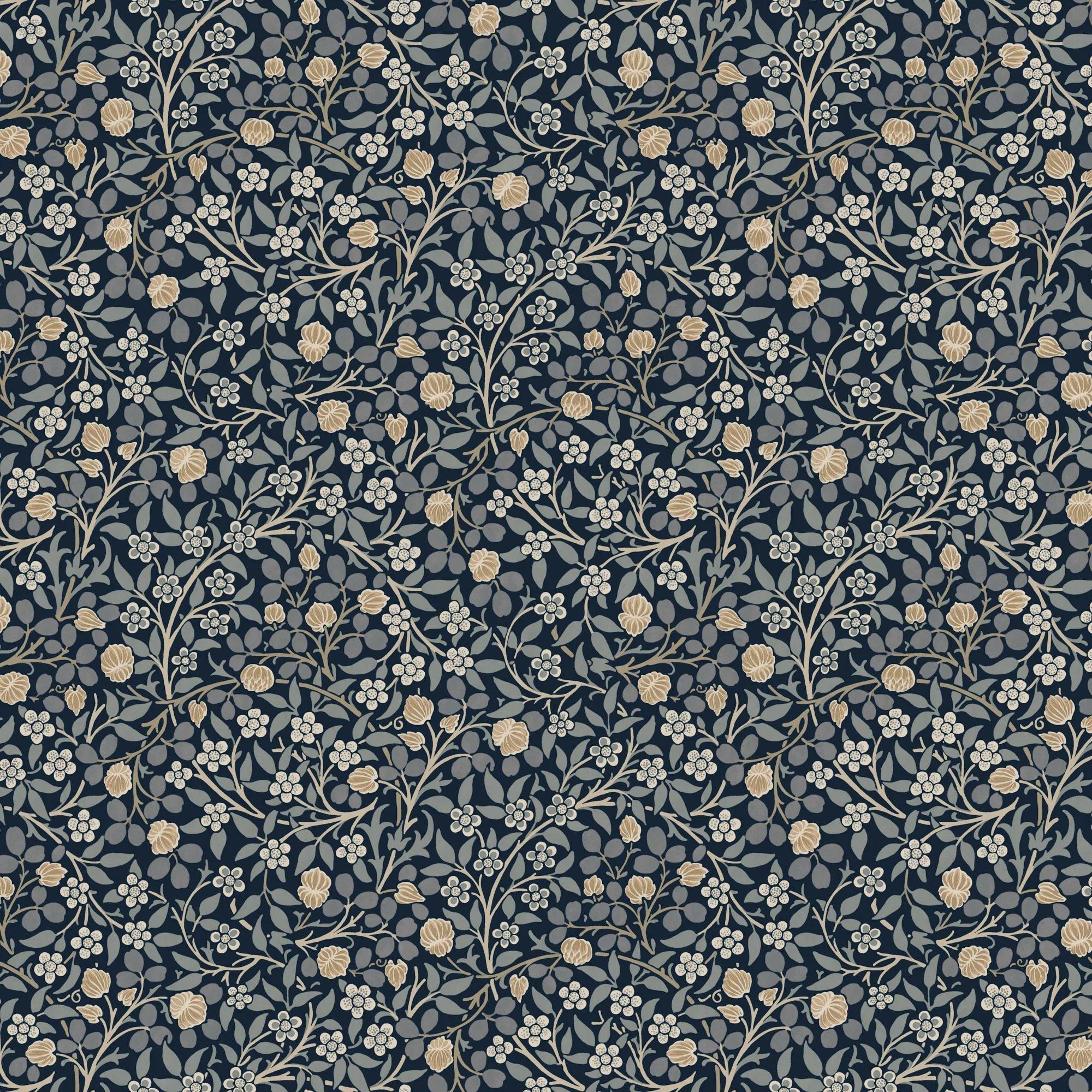 Blue - William Morris - Clover Midnight Wallpaper - 1