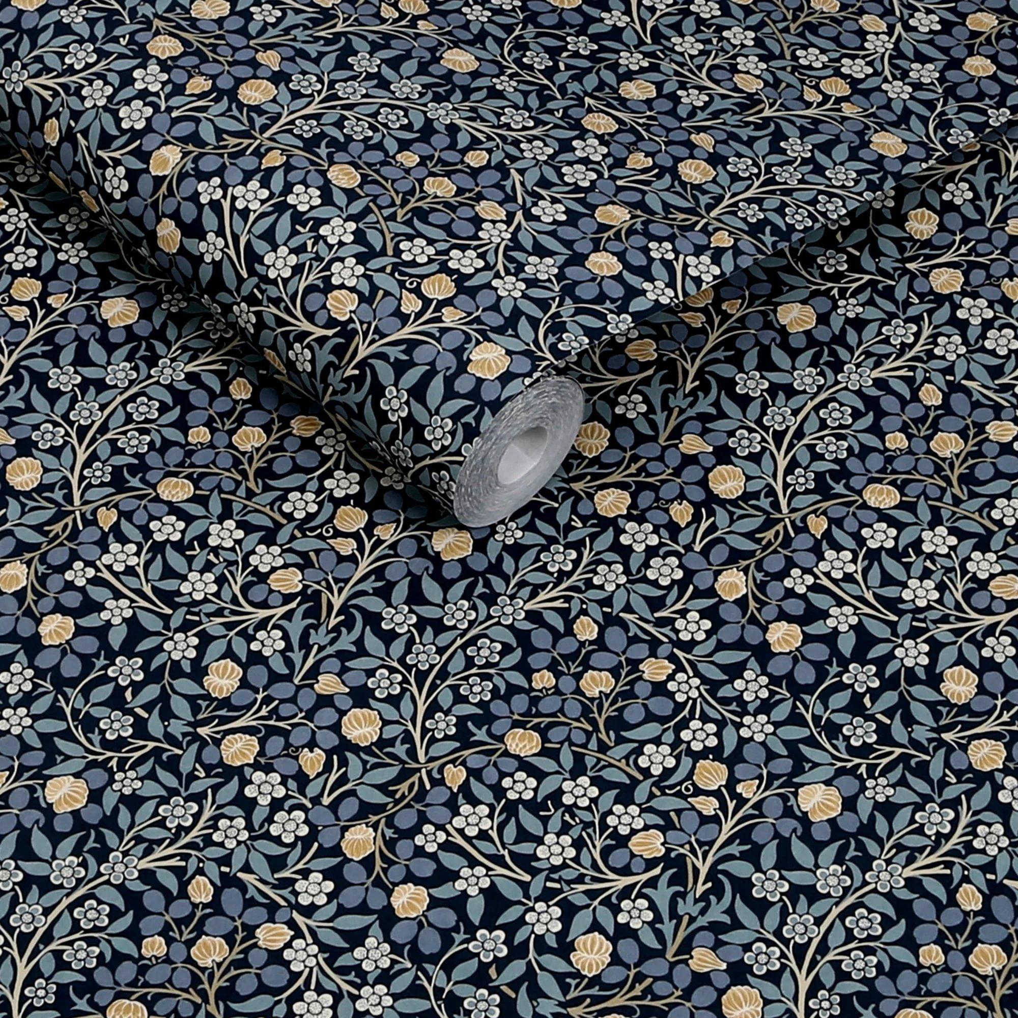 Blue - William Morris - Clover Midnight Wallpaper - 3