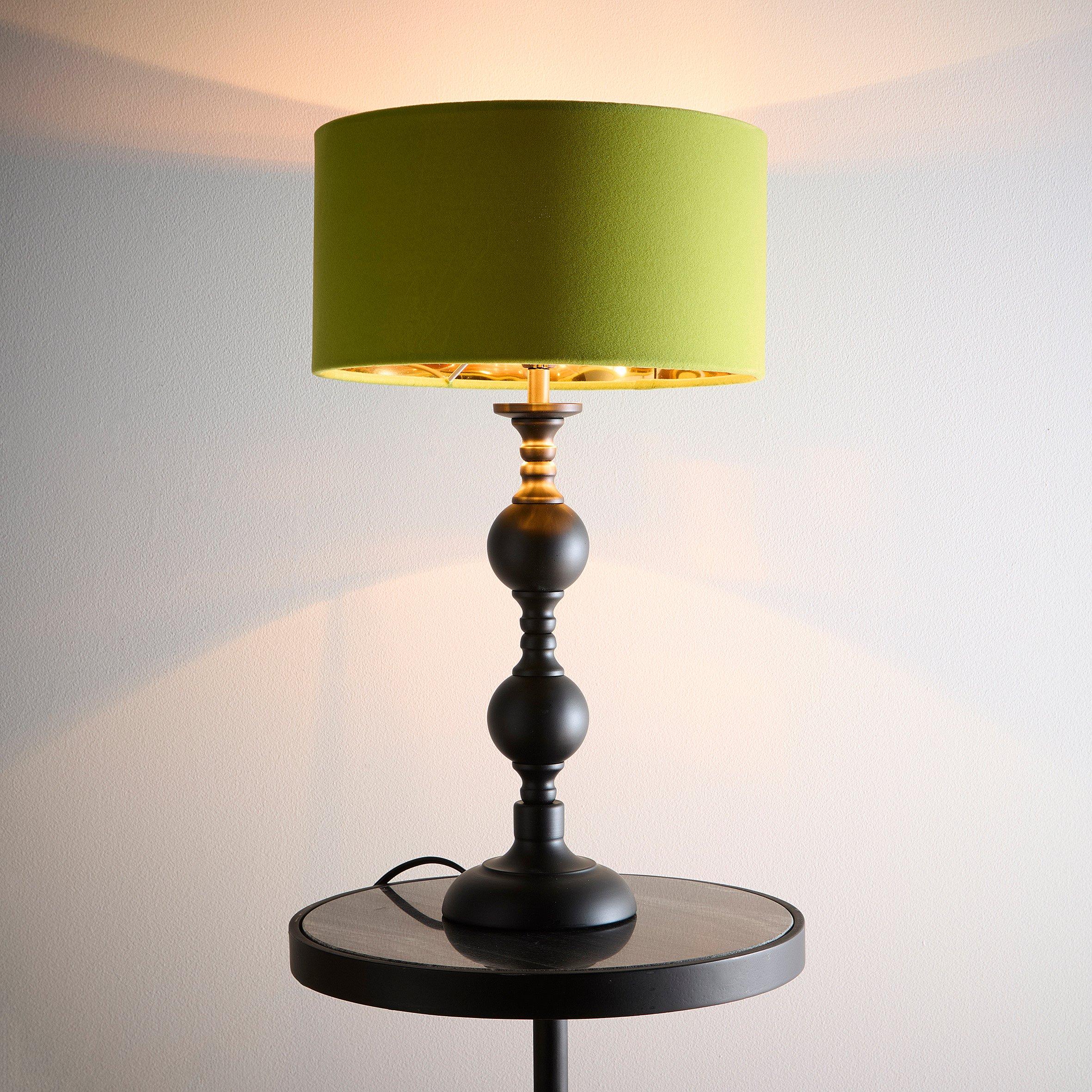 Green - K Living - Candelabra Black Metal Base Lamp with Velvet Shade - 2